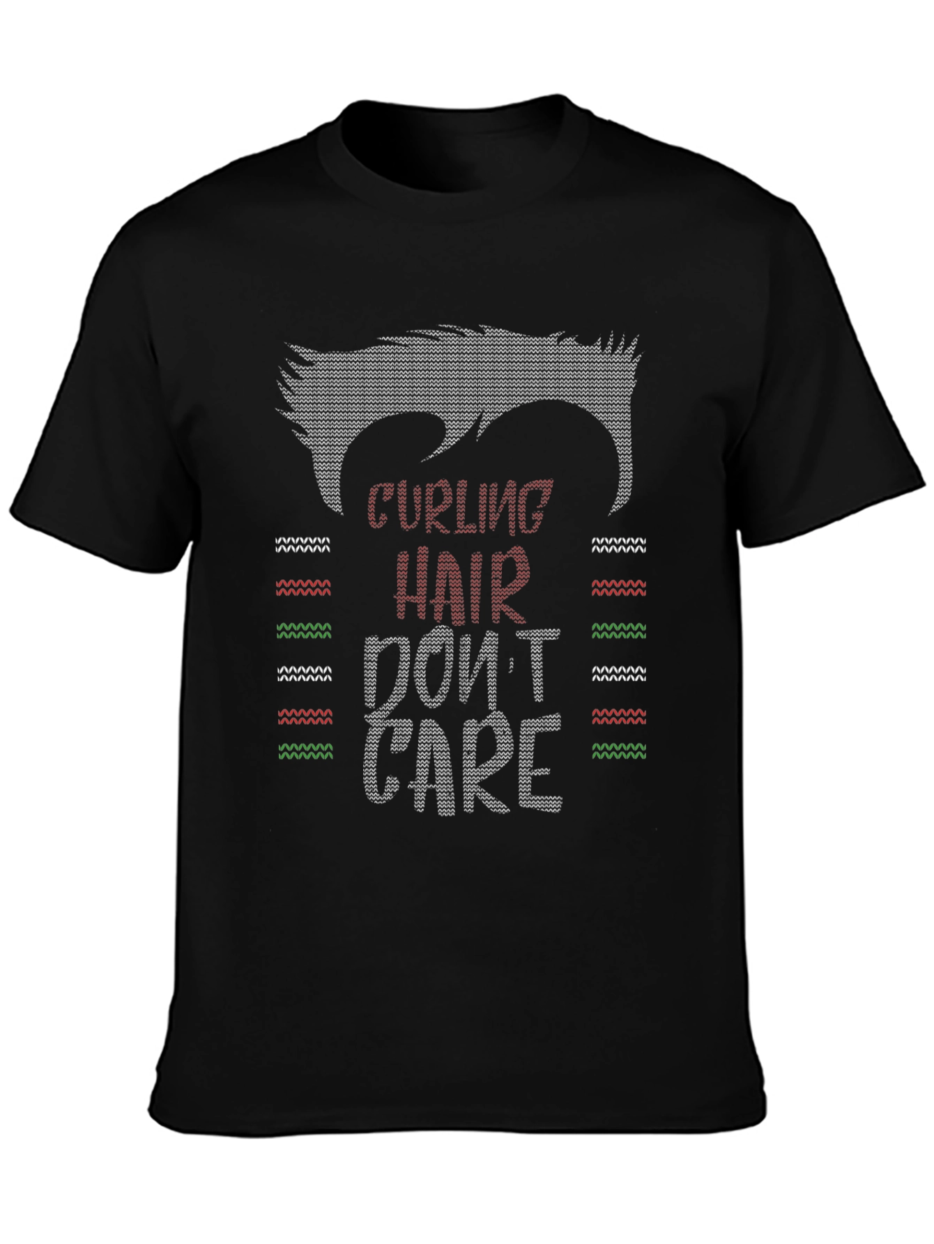 Black Curling Hair Don't Care Graphic Tee view 3