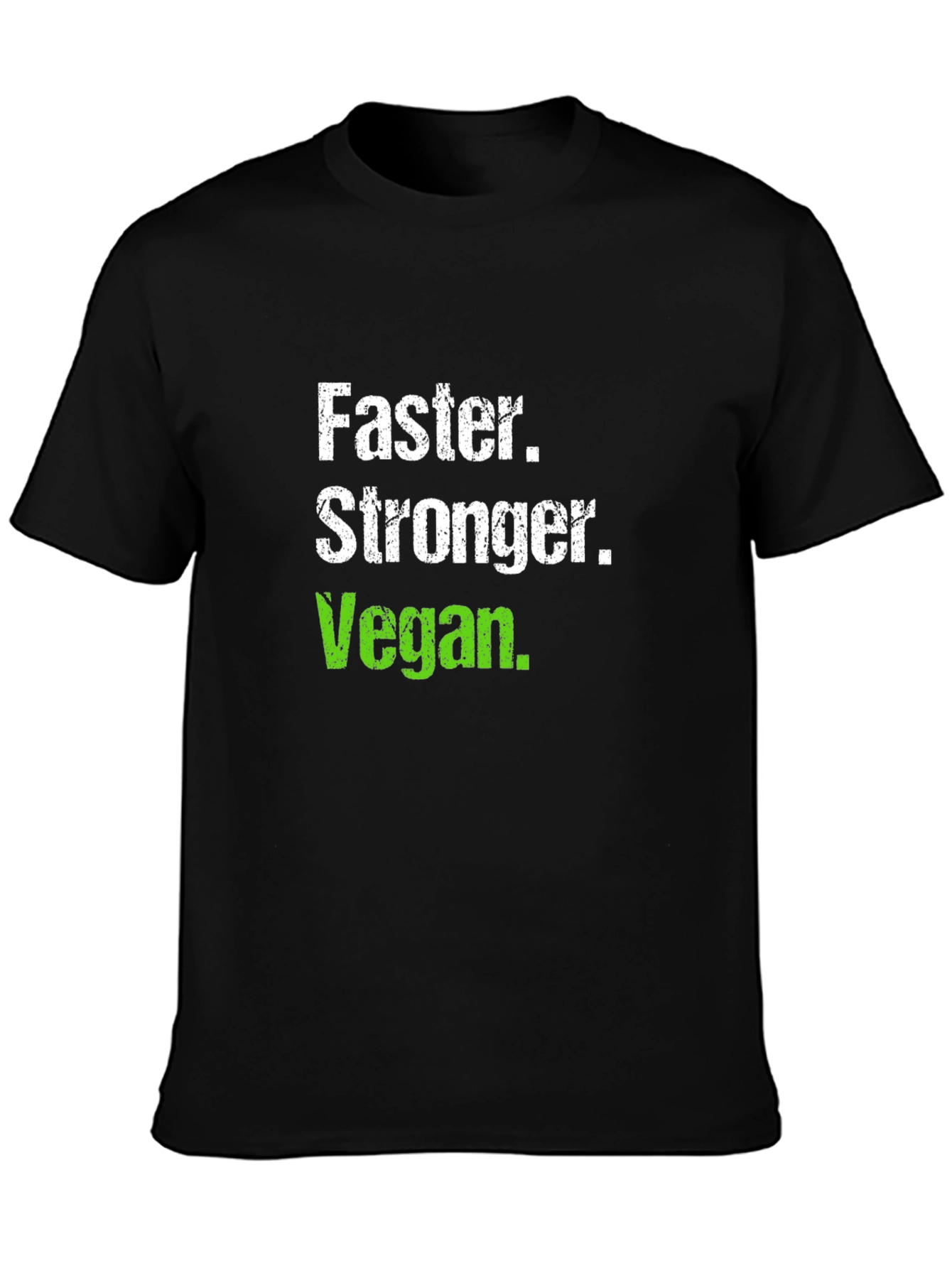 Black Faster Stronger Vegan T-Shirt - Black Crew Neck view 3
