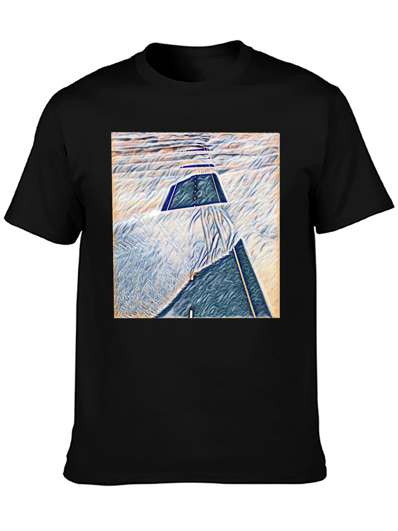Black Abstract Art T-Shirt - Modern Graphic Tee view 3