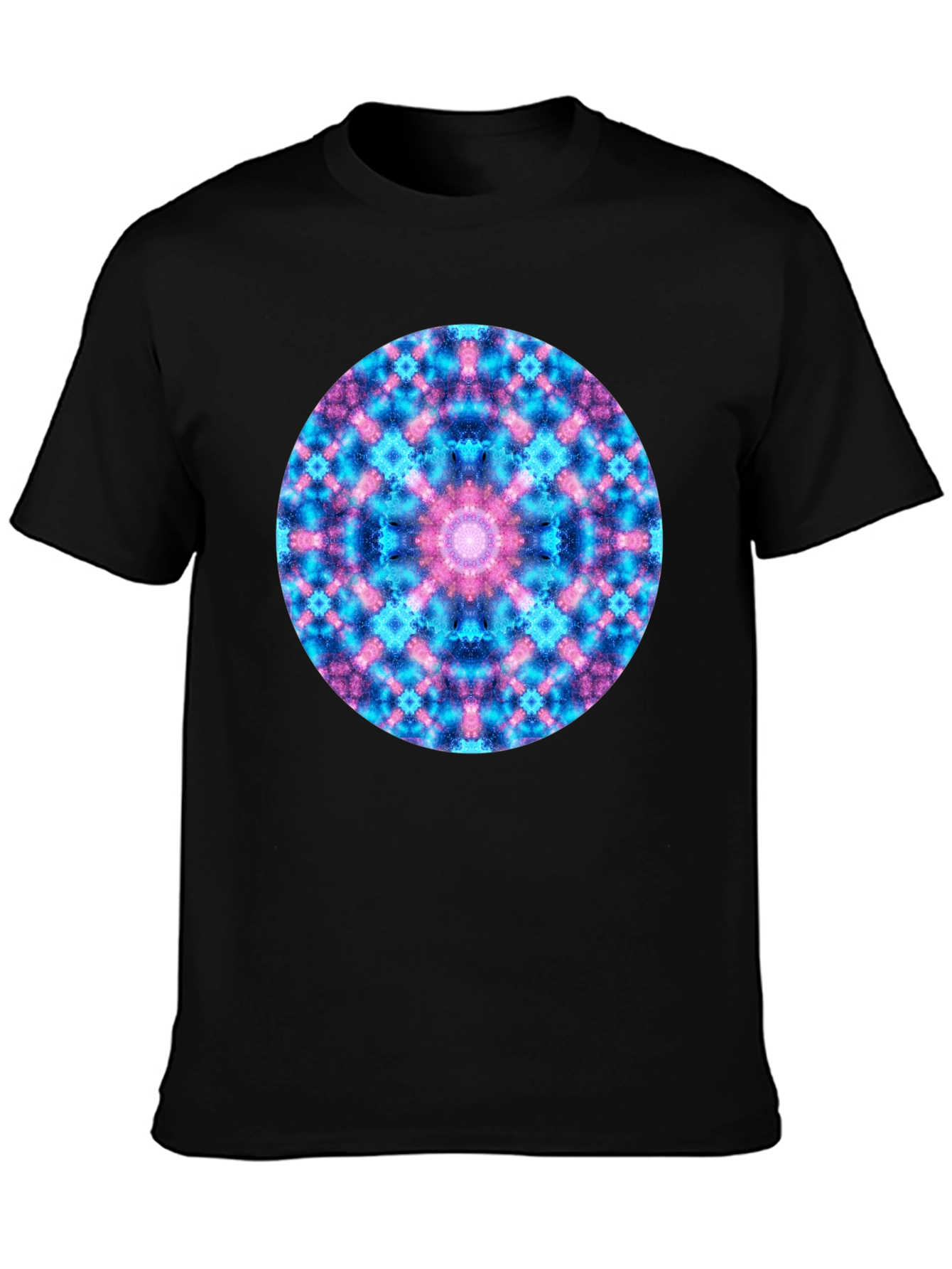 Black Cosmic Mandala T-Shirt - Colorful Geometric Design view 3