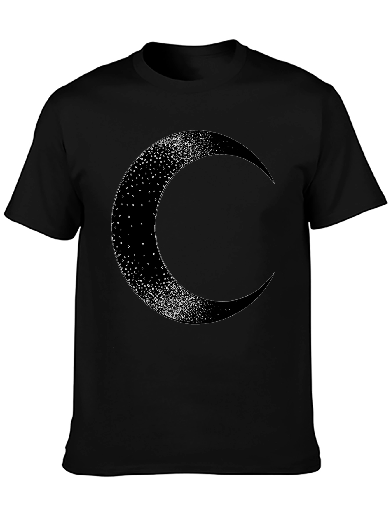 Black Crescent Moon Graphic Tee - Black Cotton Blend view 3