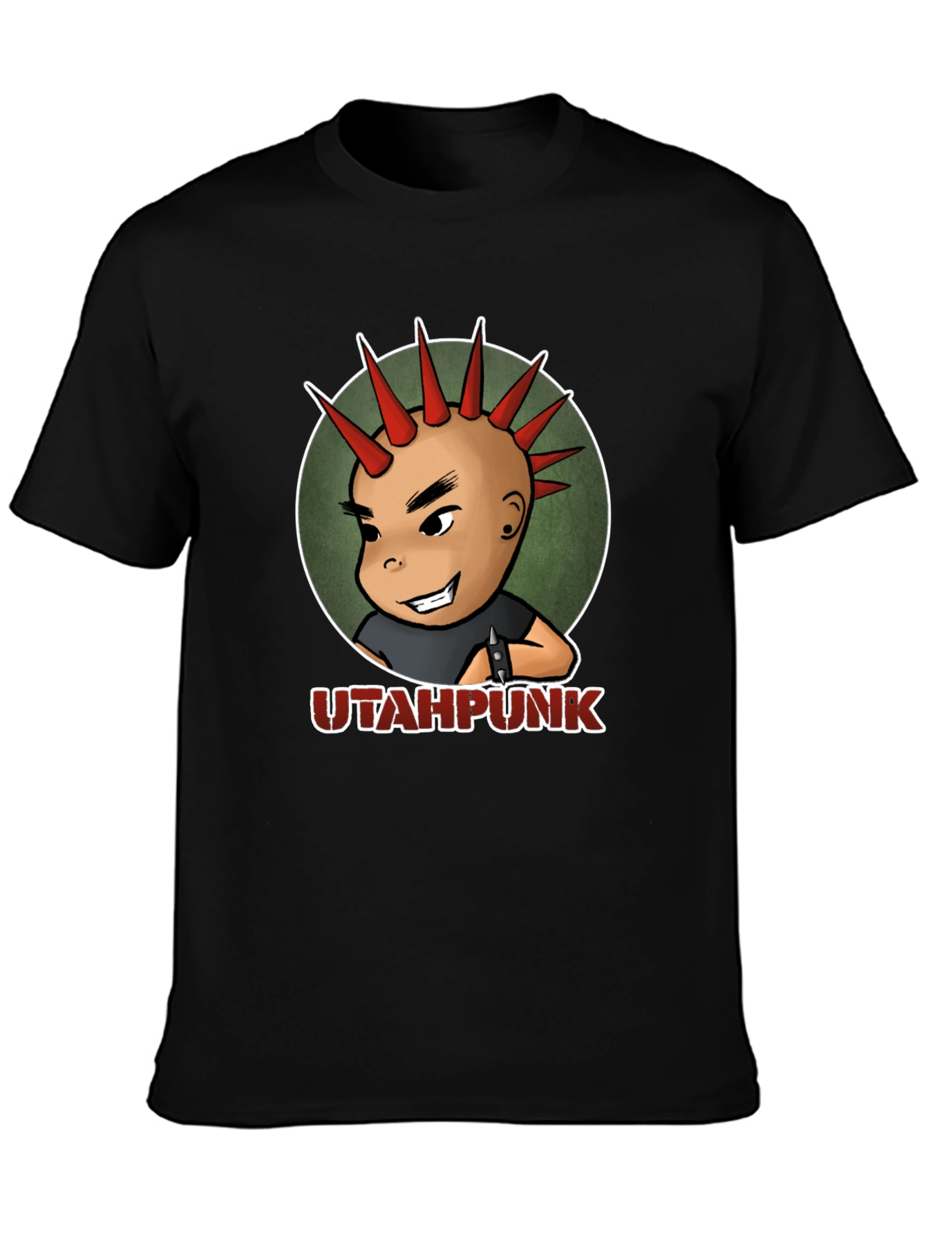 Black UTAH PUNK Graphic T-Shirt - Cool Punk Kid Design view 3