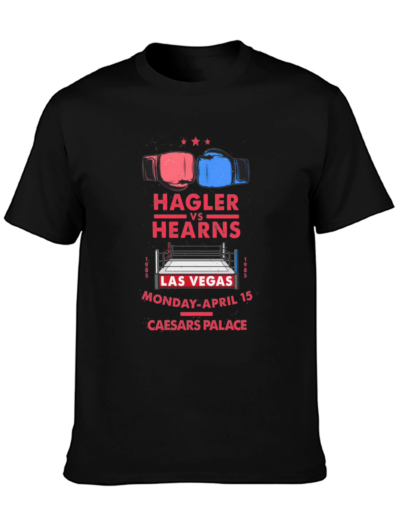 Black Hagler vs Hearns Boxing Match T-Shirt view 3
