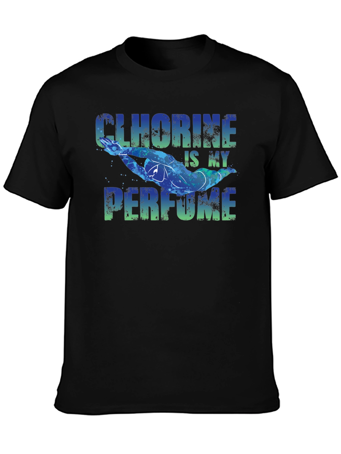 Black Chlorine is My Perfume Funny Swimmer T-Shirt view 3
