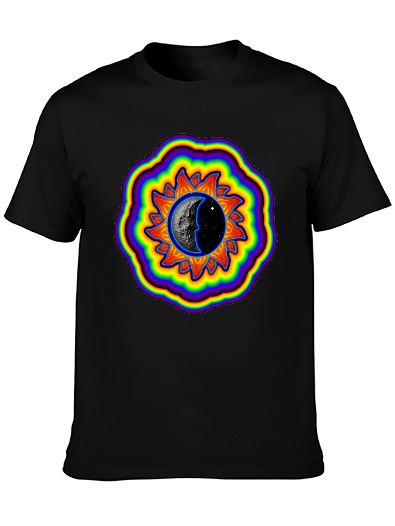 Black Sun and Moon Graphic Black T-Shirt view 3