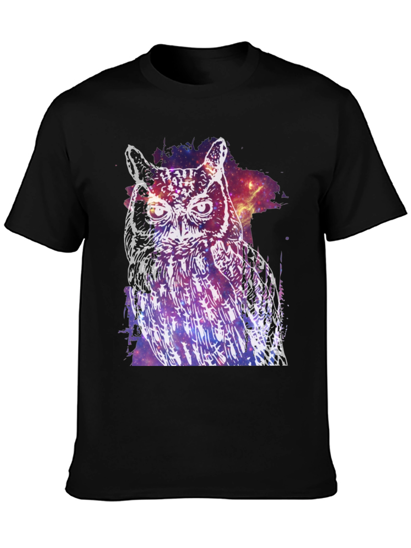 Black Cosmic Owl Graphic T-Shirt - Unisex view 3