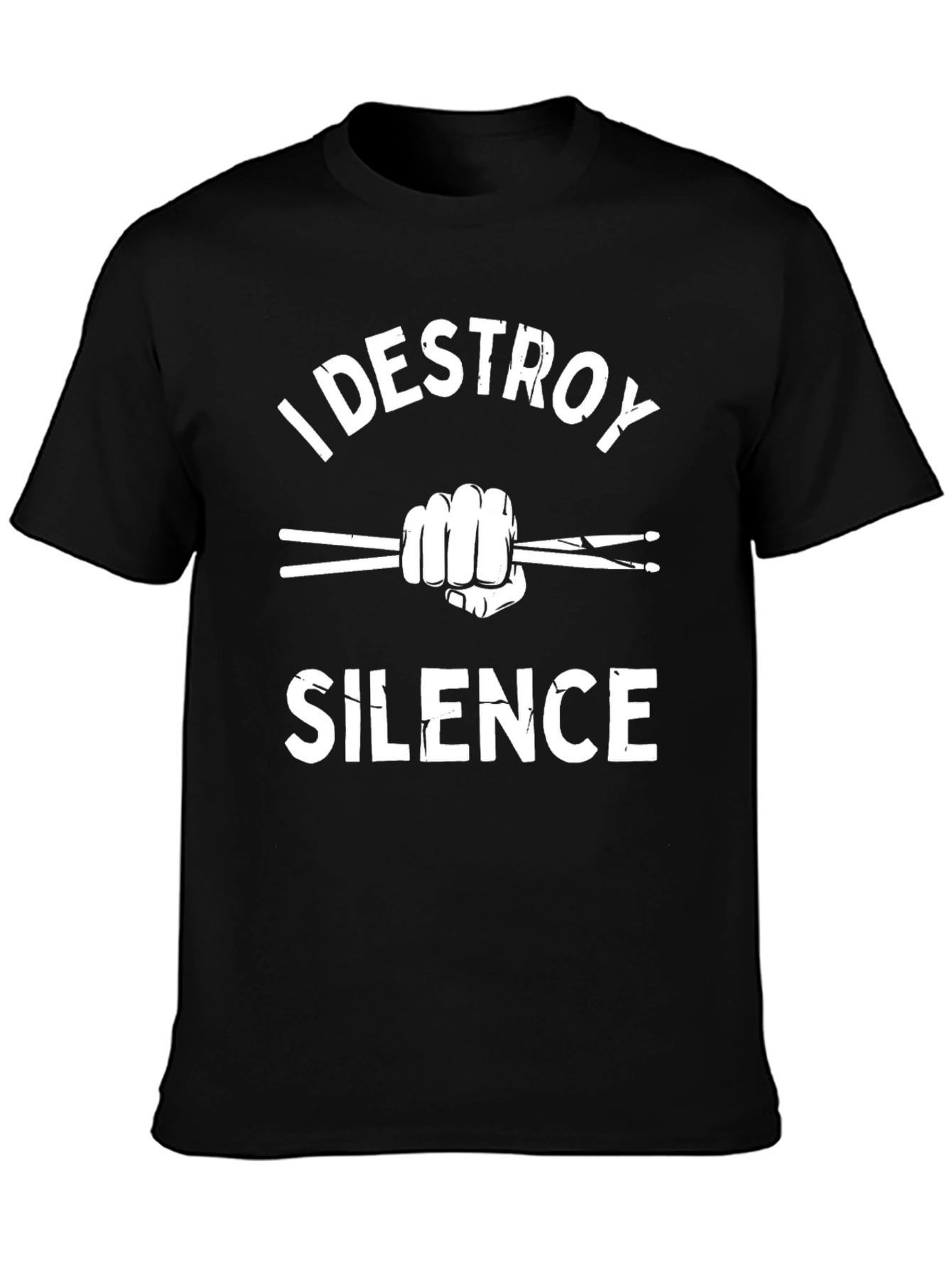 Black I Destroy Silence Black T-Shirt - Drummer Apparel view 3