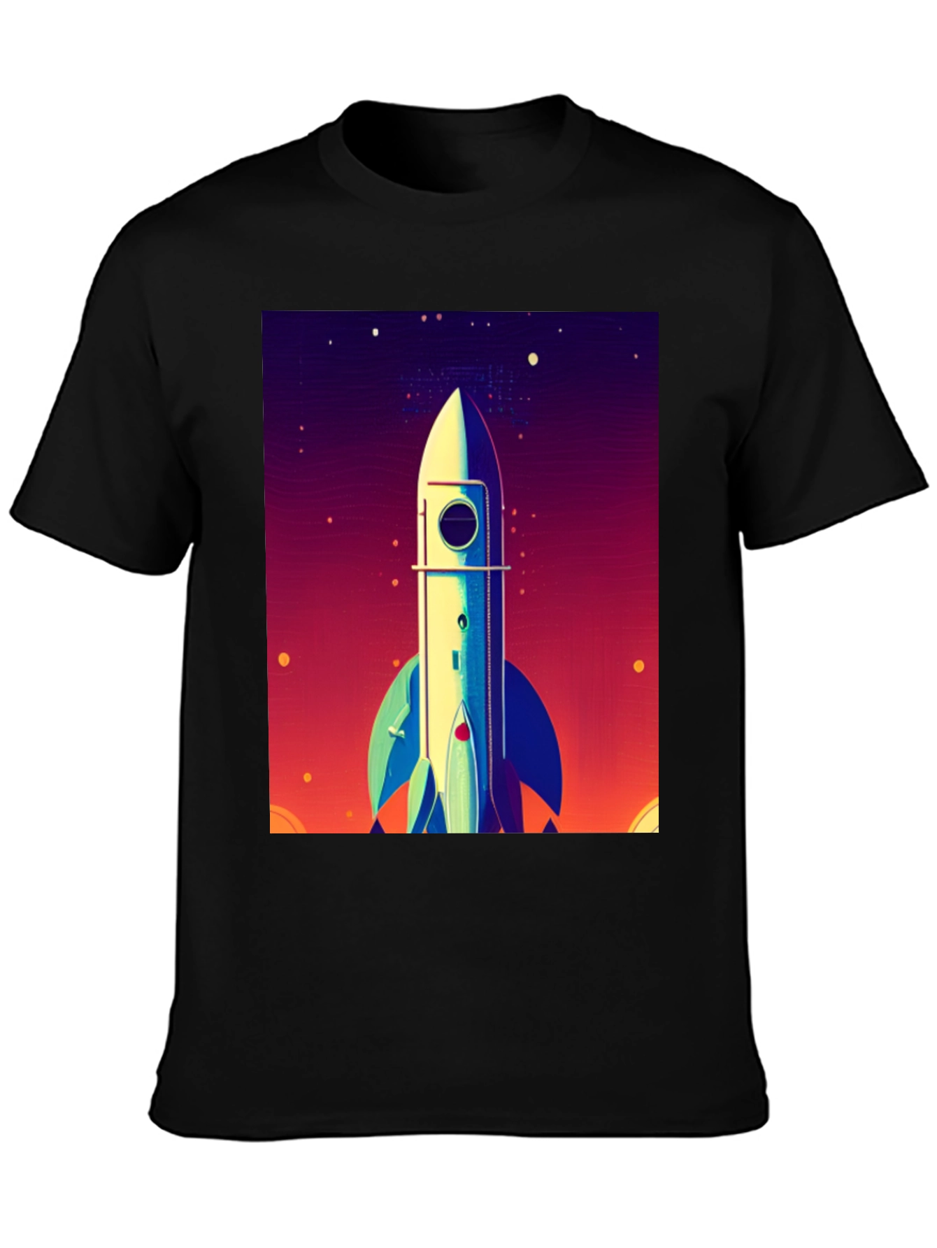 Black Rocket Launch Graphic Tee - Space Adventure Shirt view 3