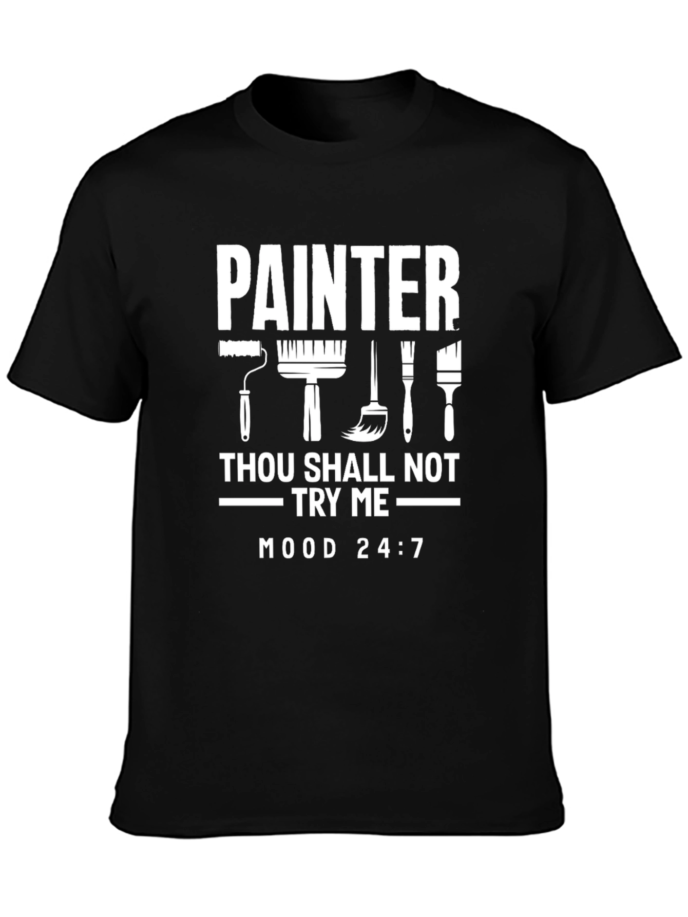 Black Painter Thou Shall Not Try Me Black T-Shirt view 3
