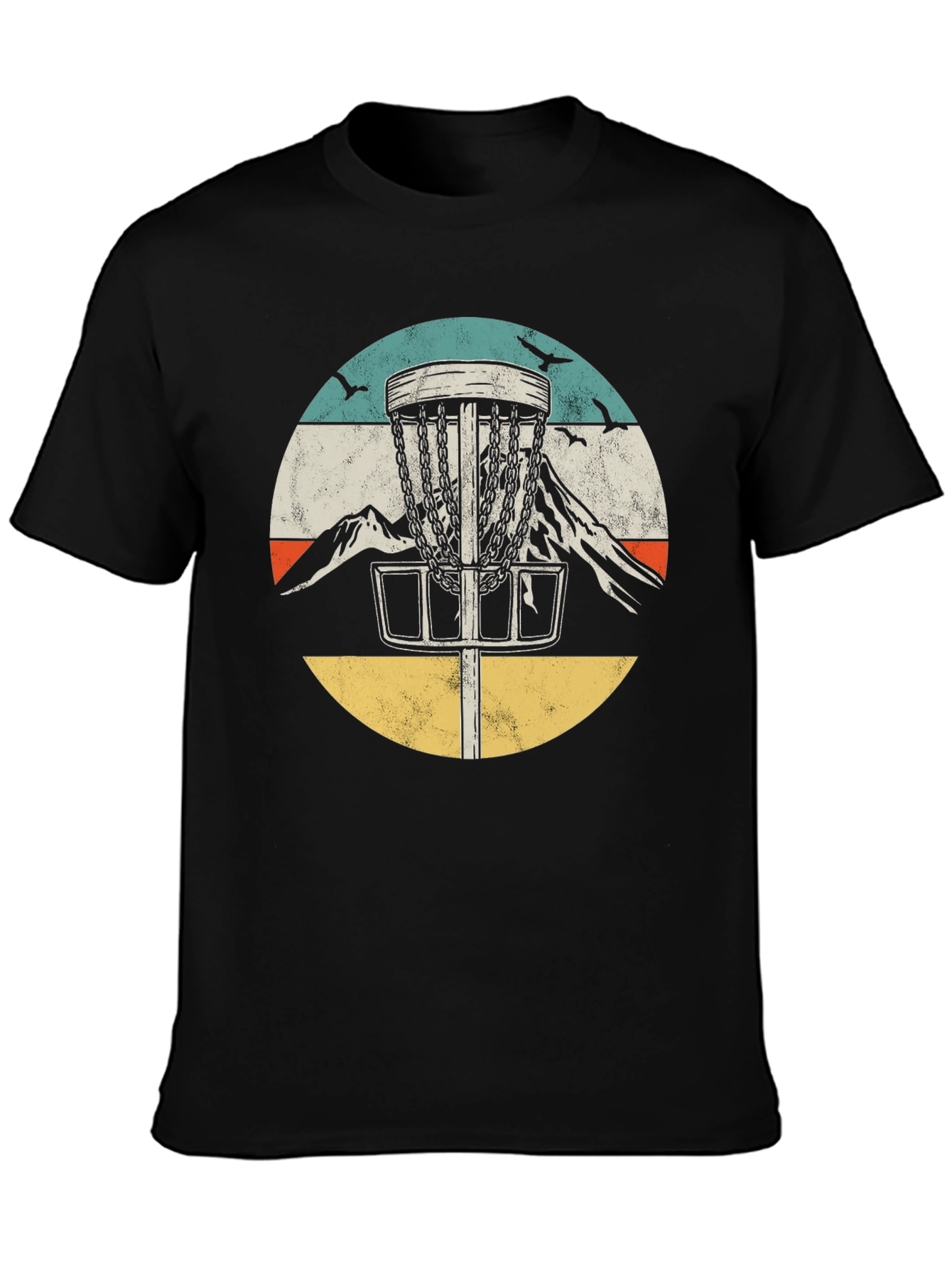 Black Retro Disc Golf Tee - Mountain Design view 3