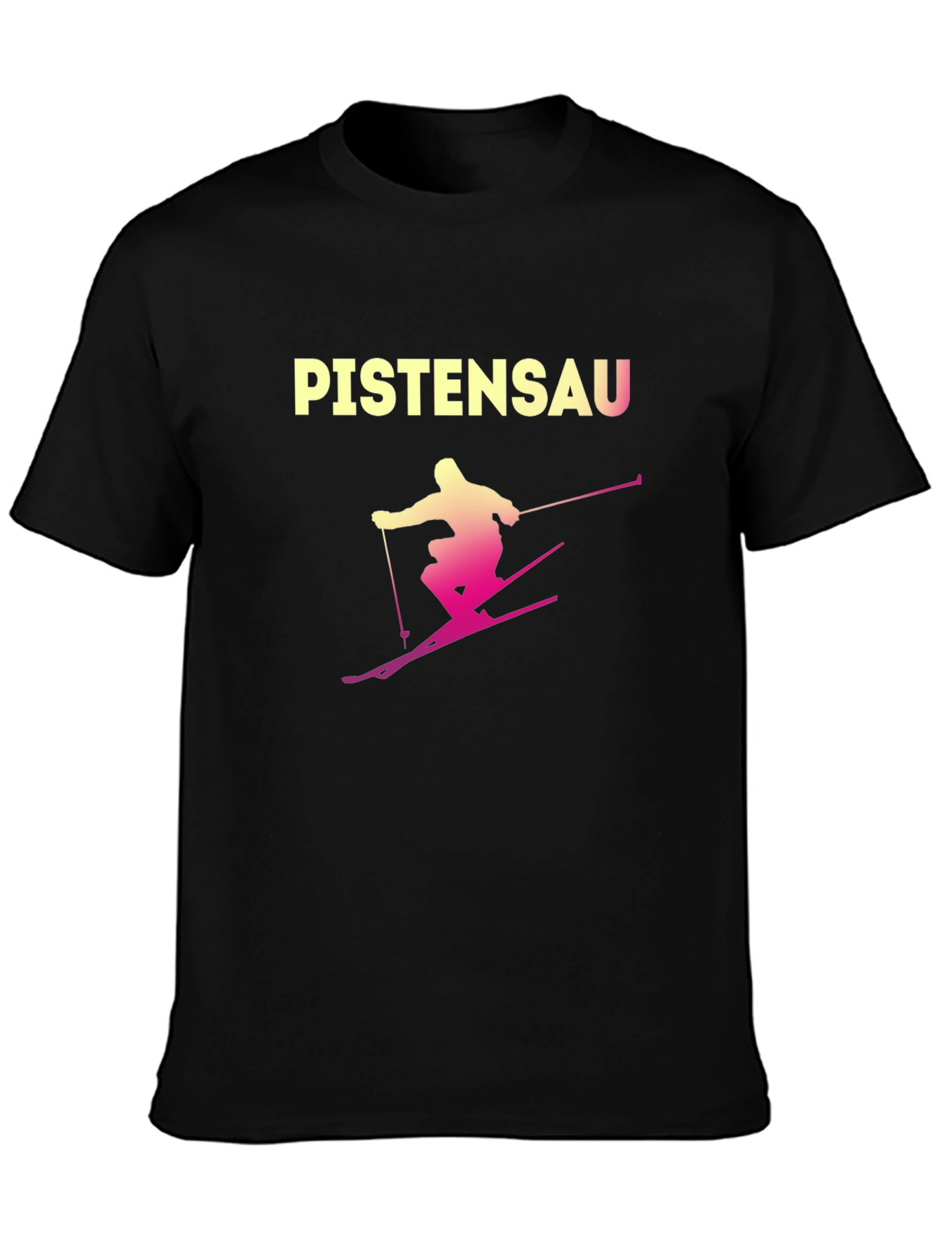 Black Pistensau Skiing Graphic Tee - Black Cotton Blend view 3