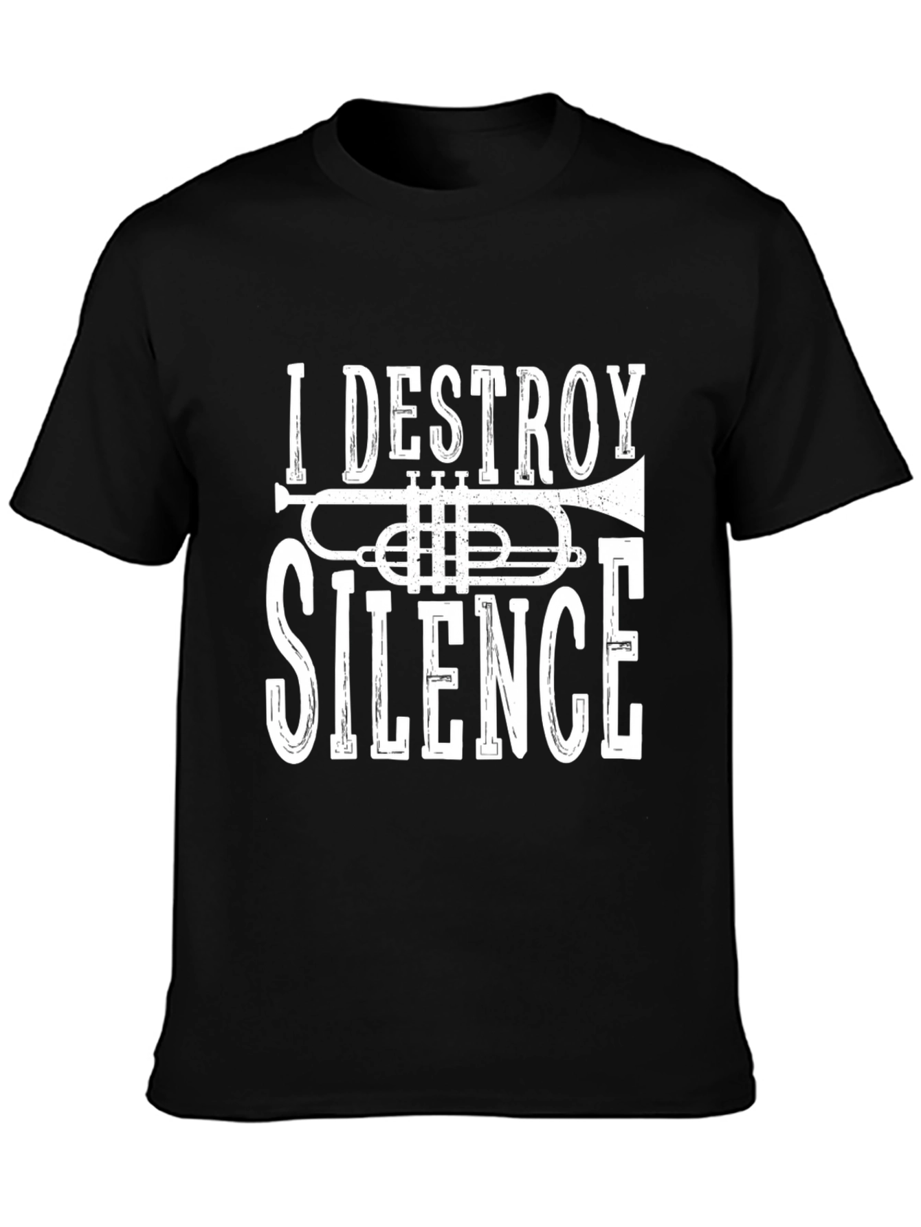 Black I Destroy Silence Trumpet Graphic Tee view 3