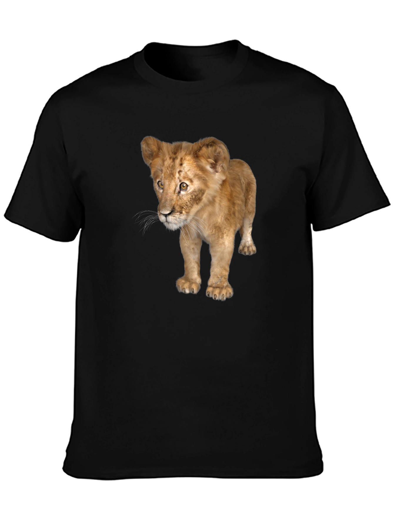 Black Lion Cub Graphic Tee - Unisex Black T-Shirt view 3