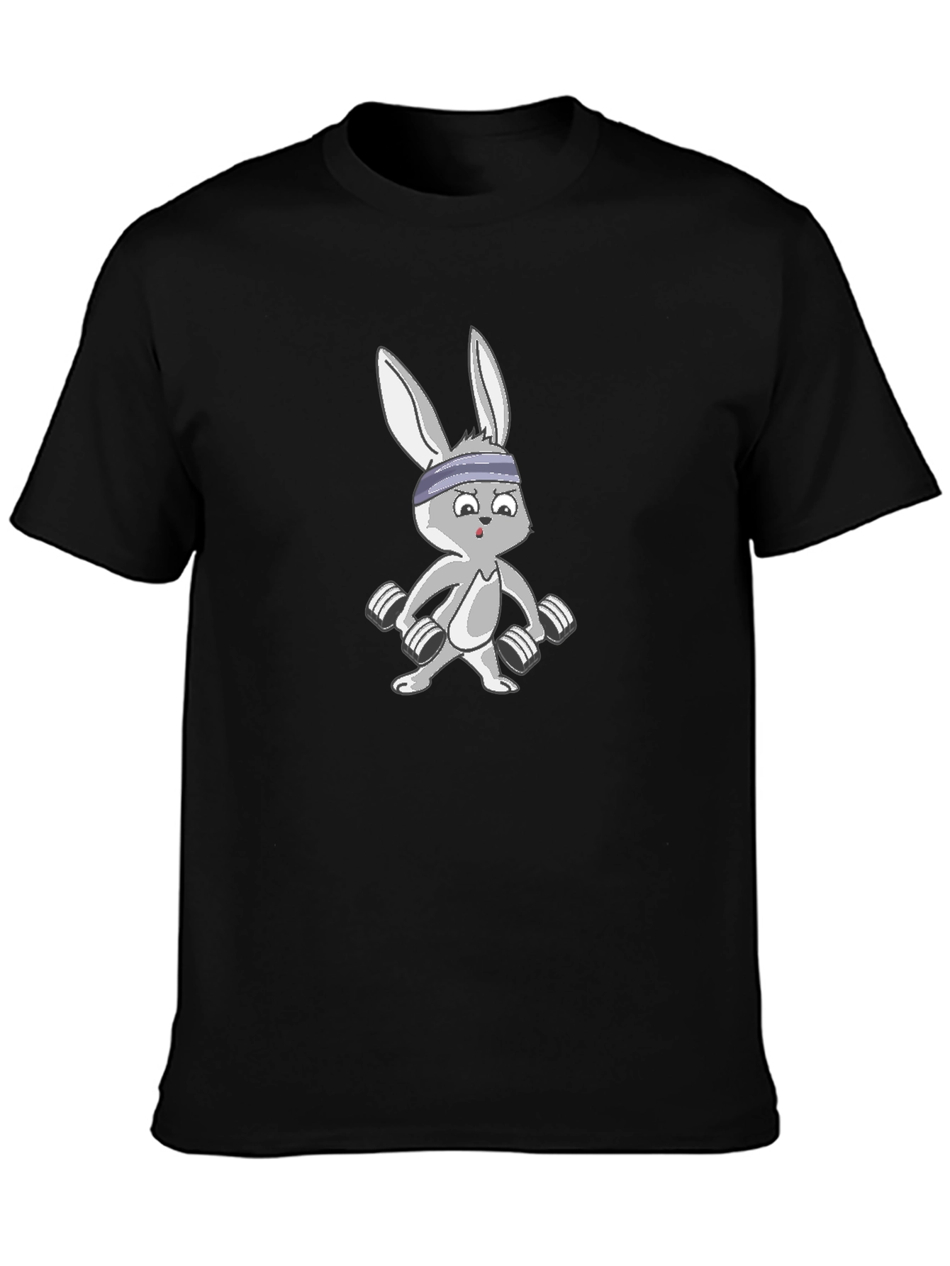 Black Funny Bunny Weights Black T-Shirt view 3
