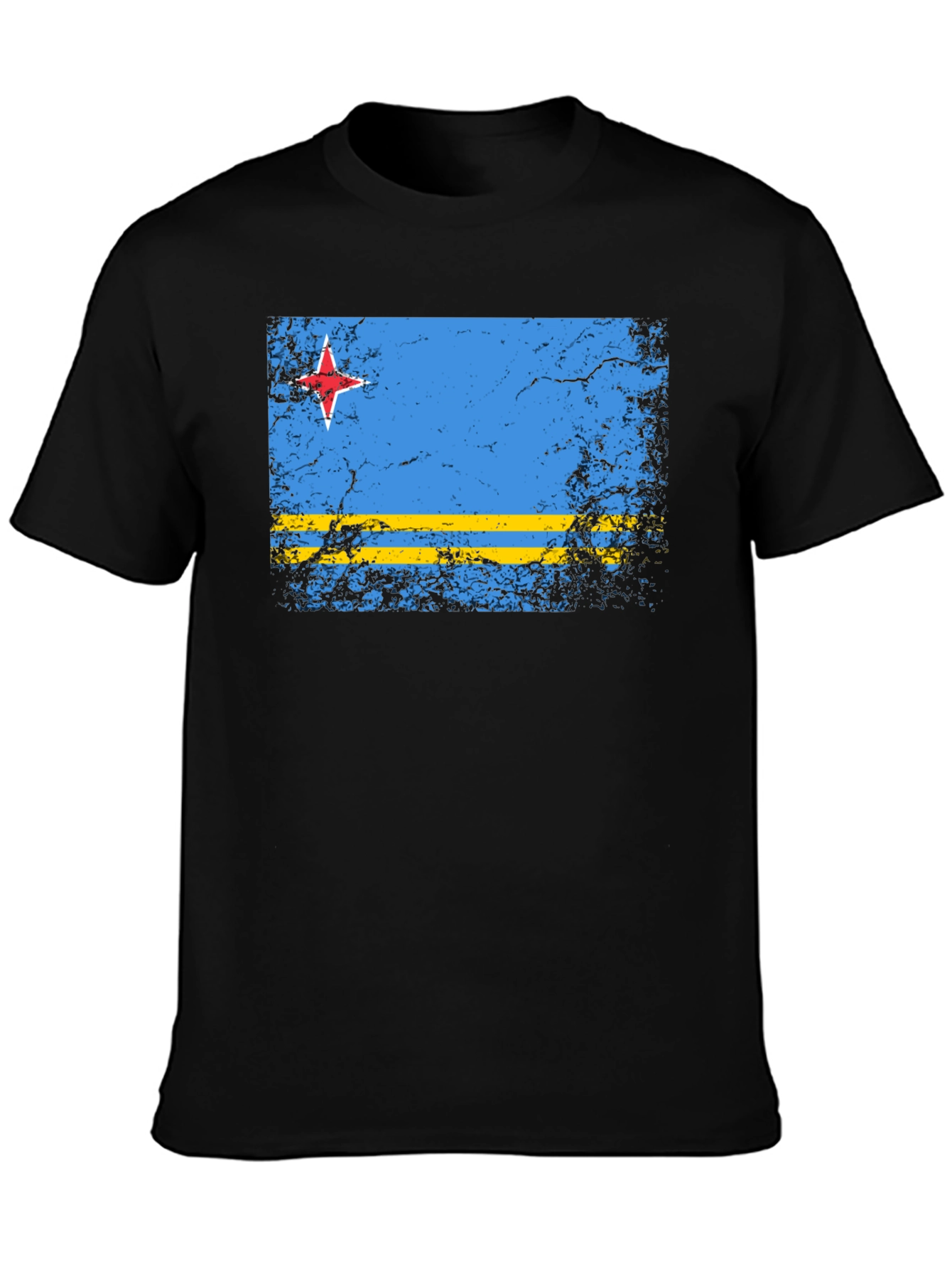 Black Aruba Flag Distressed T-Shirt - Island Pride Tee view 3