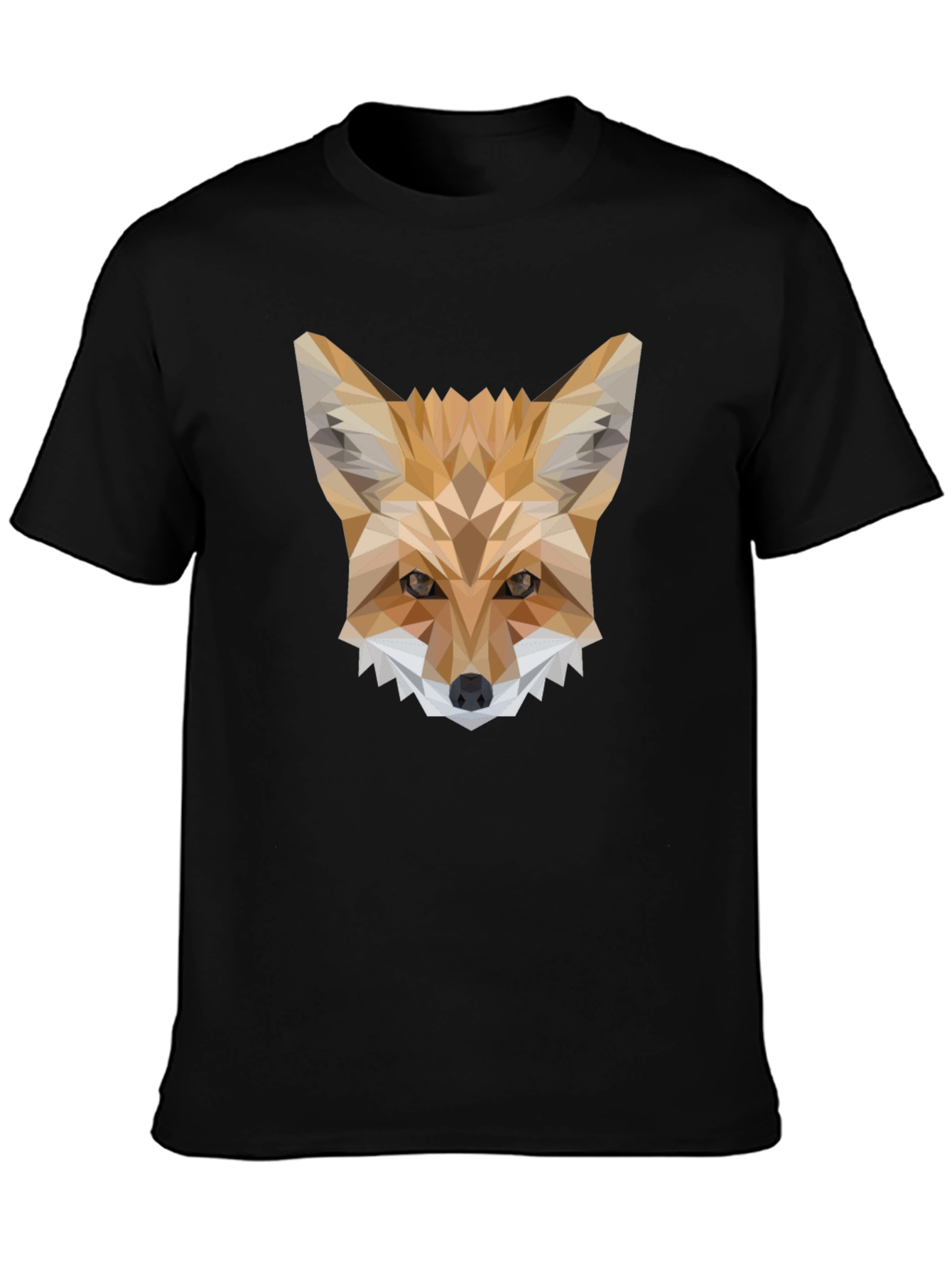 Black Geometric Fox T-Shirt - Modern Animal Print Tee view 3