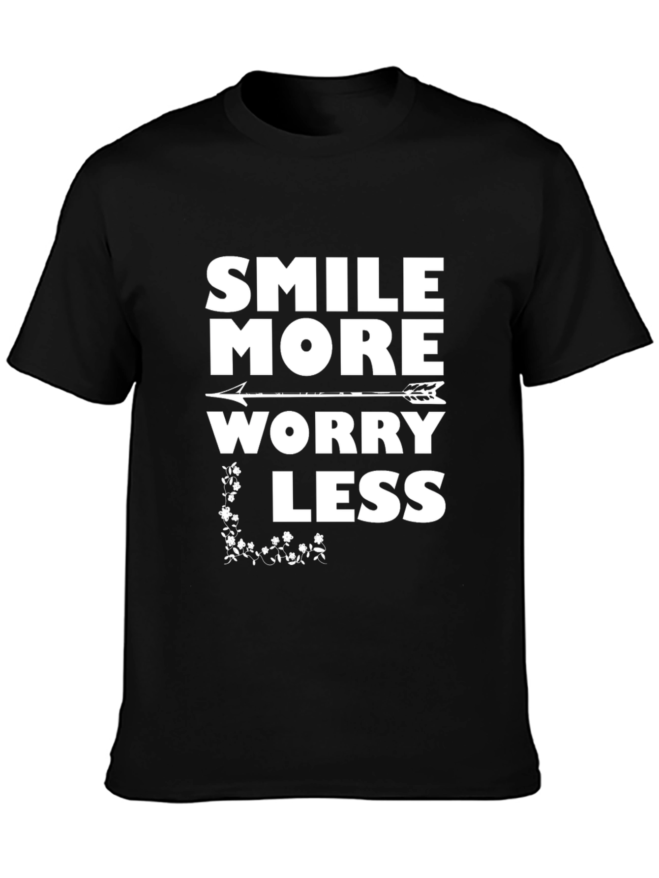 Black Smile More Worry Less Graphic Tee view 3