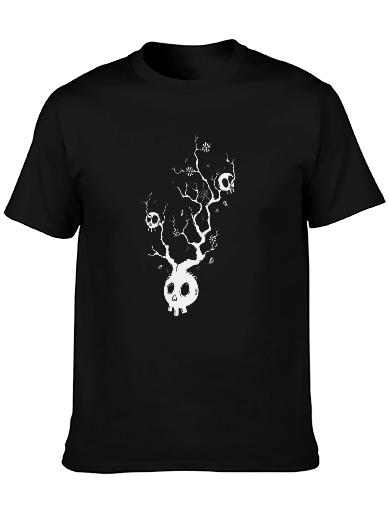 Black Skull Tree Graphic Tee - Unique Design Black T-Shirt view 3