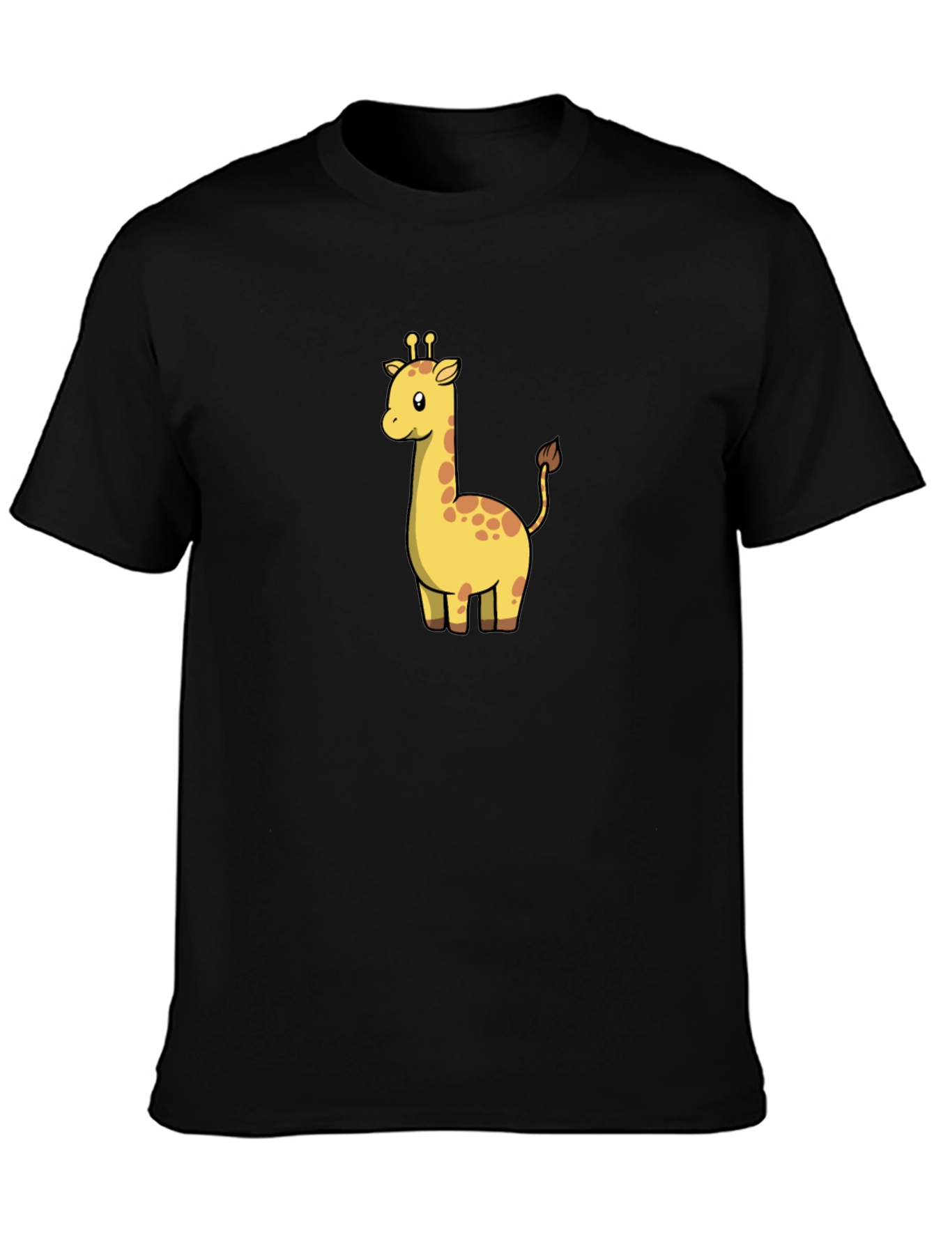 Black Cute Giraffe Graphic Black T-Shirt view 3