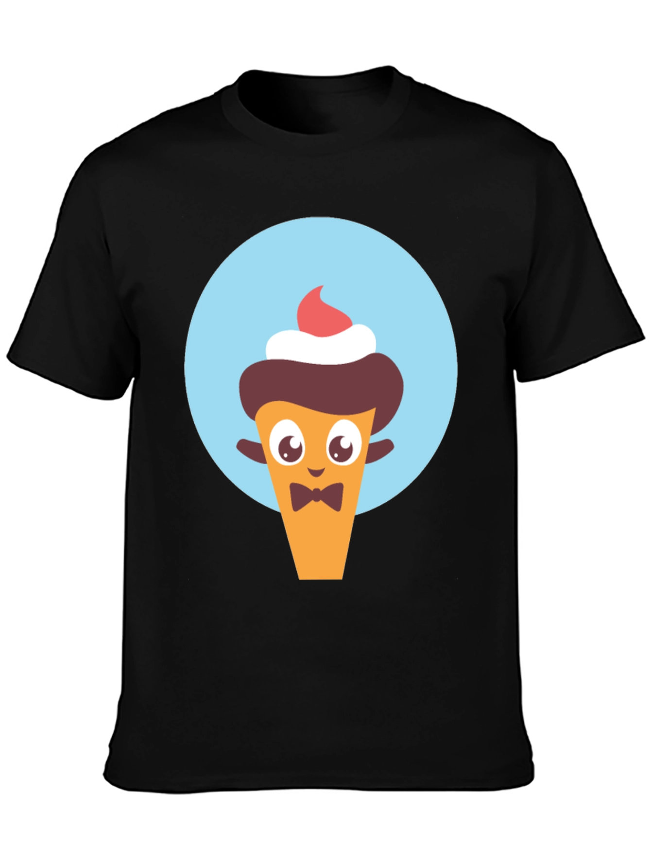 Black Cute Cartoon Dessert Character Graphic Tee view 3