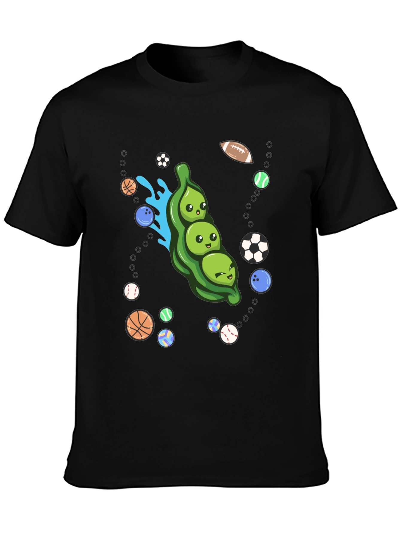 Black Funny Peas in a Pod Sports T-Shirt view 3