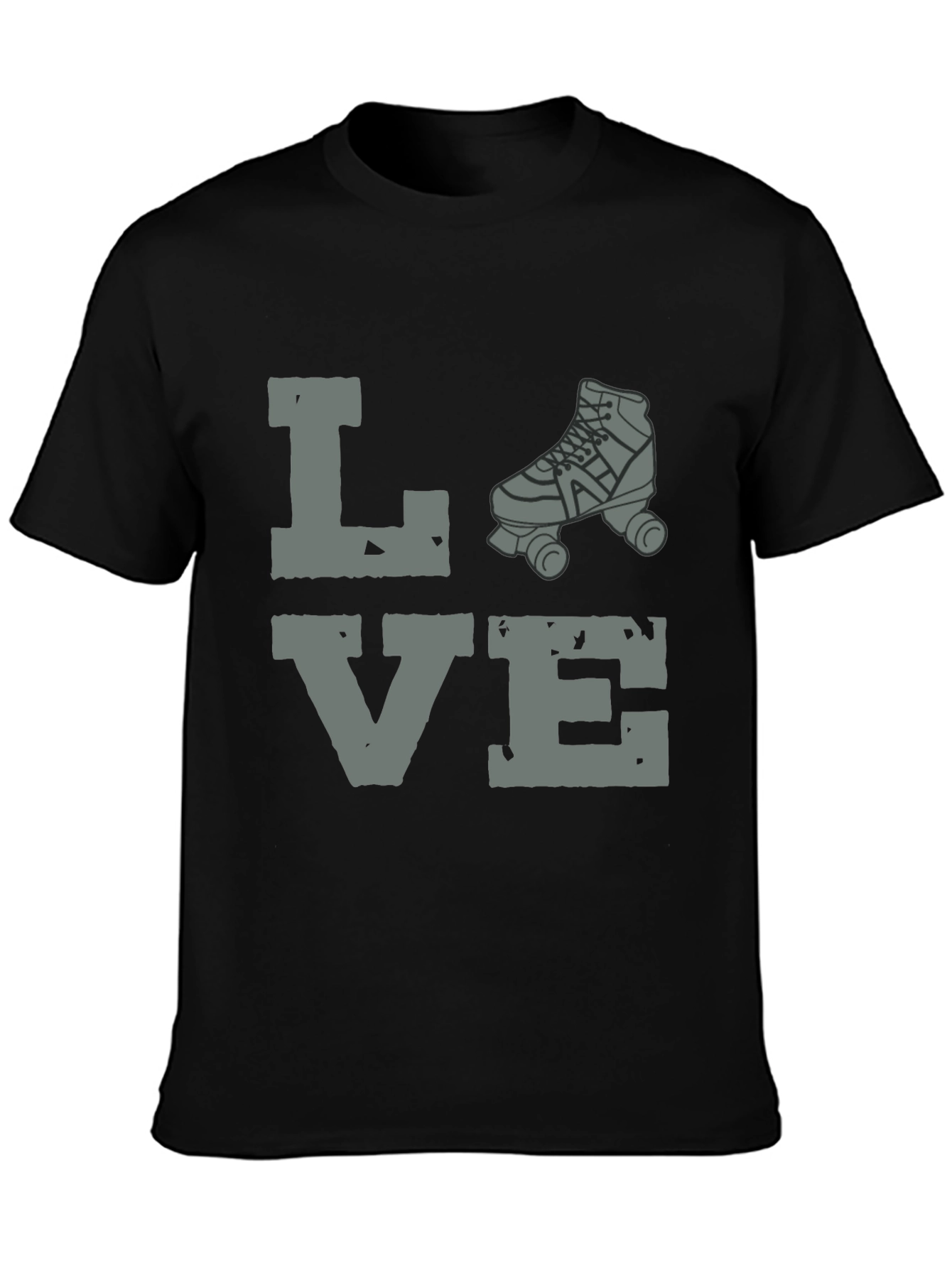 Black Love Roller Skating Graphic Tee - Unisex Black T-Shirt view 3
