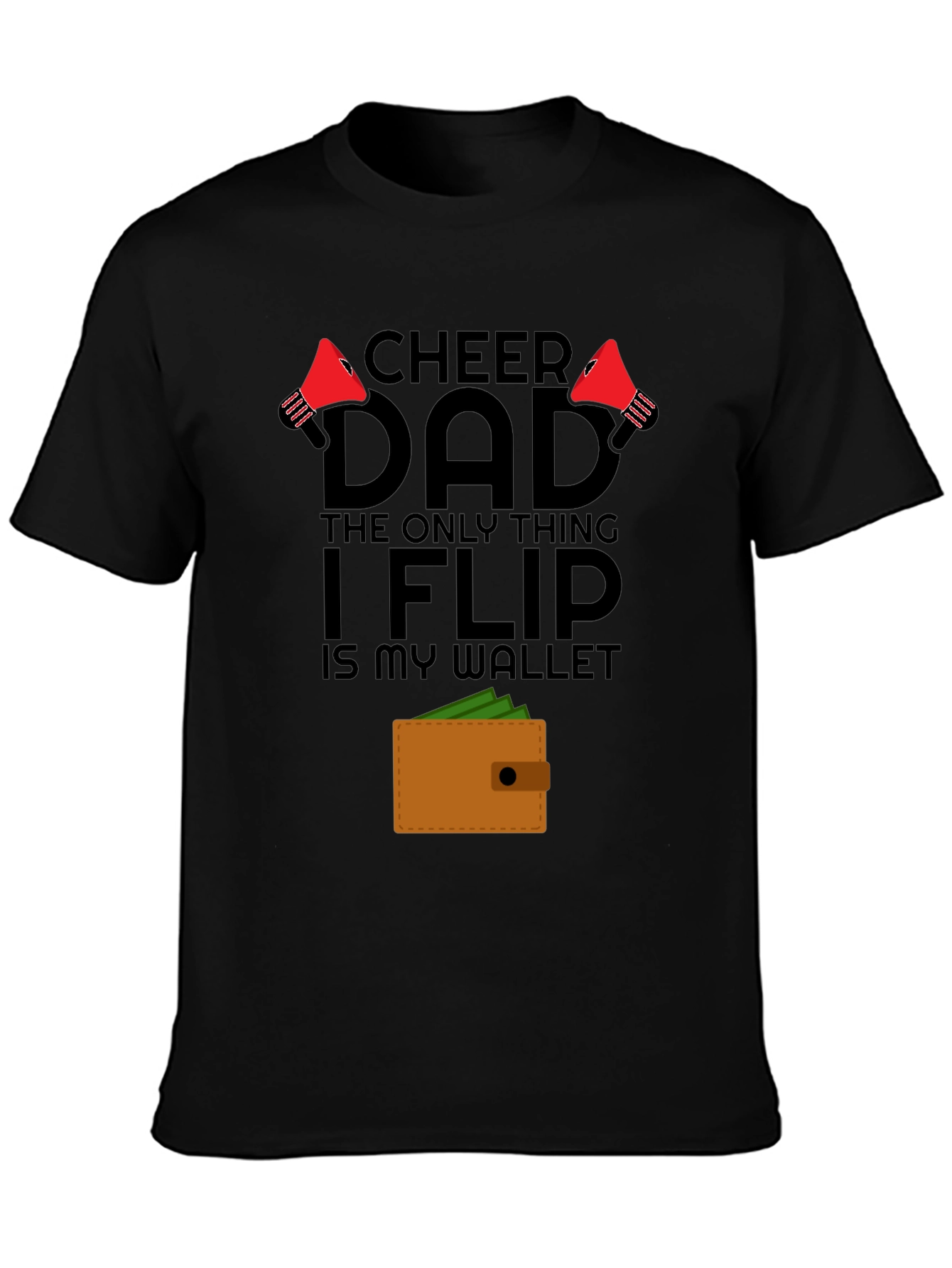 Black Cheer Dad Wallet Flip T-Shirt - Gift for Dad view 3