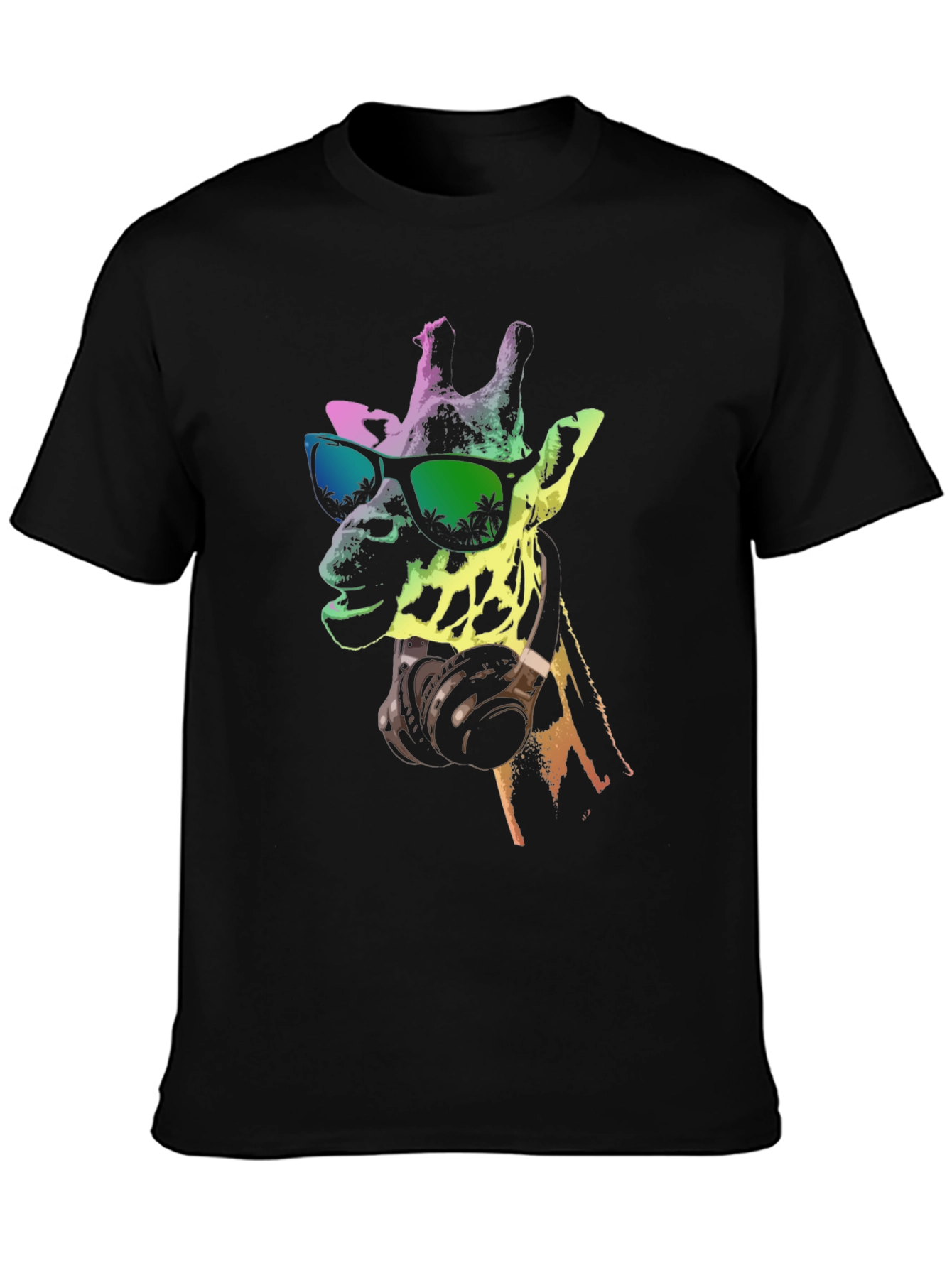 Black Cool Giraffe Graphic Tee - Music Lover Shirt view 3