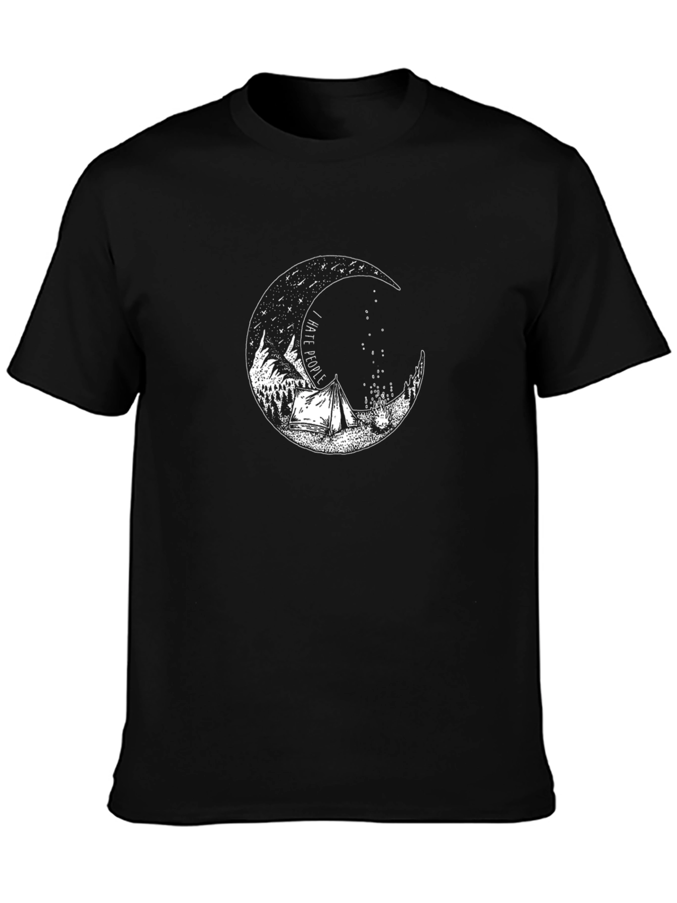 Black Camping Moon Graphic T-Shirt view 3