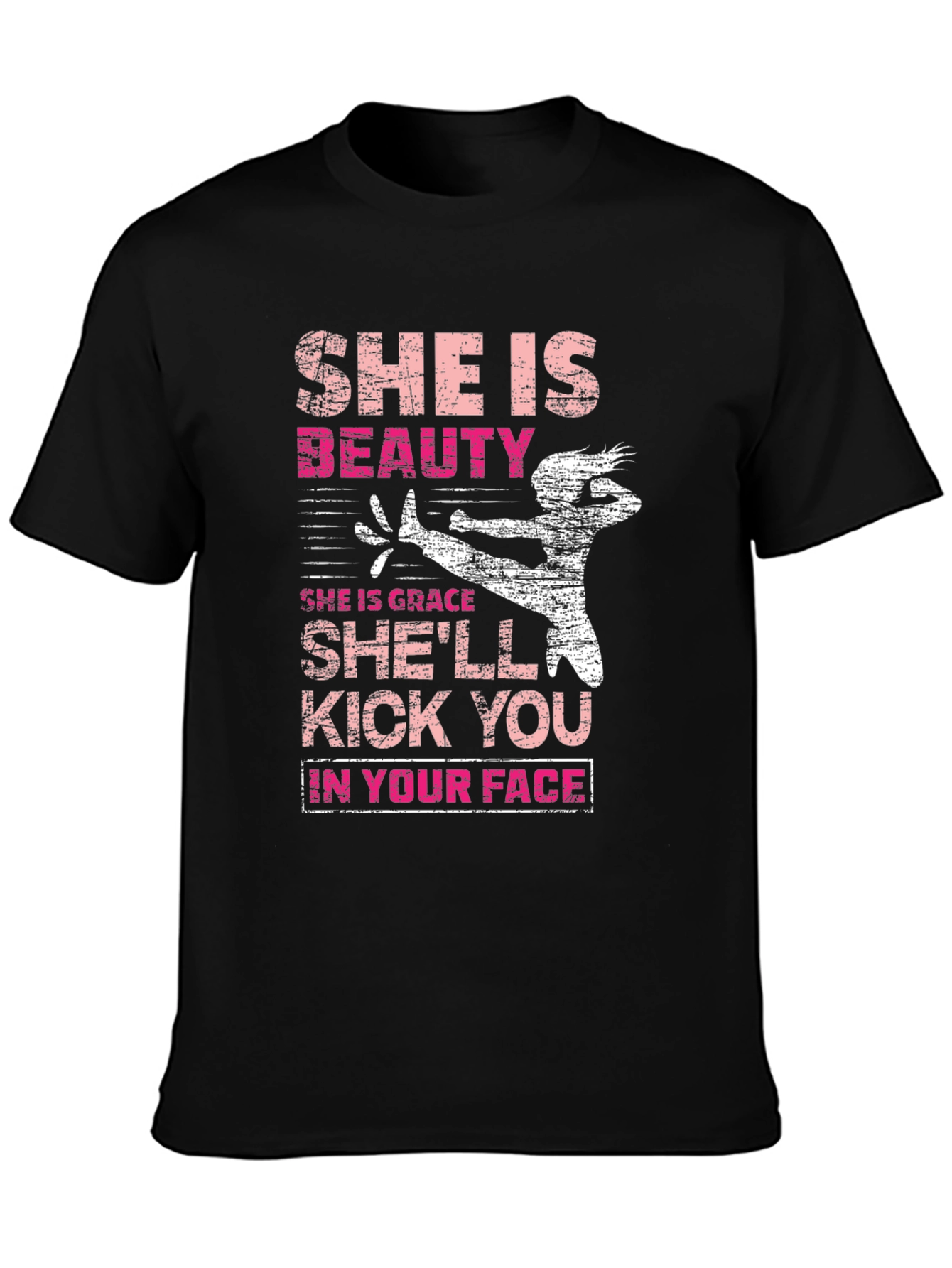 Black She is Beauty T-Shirt Kick You in Your Face view 3