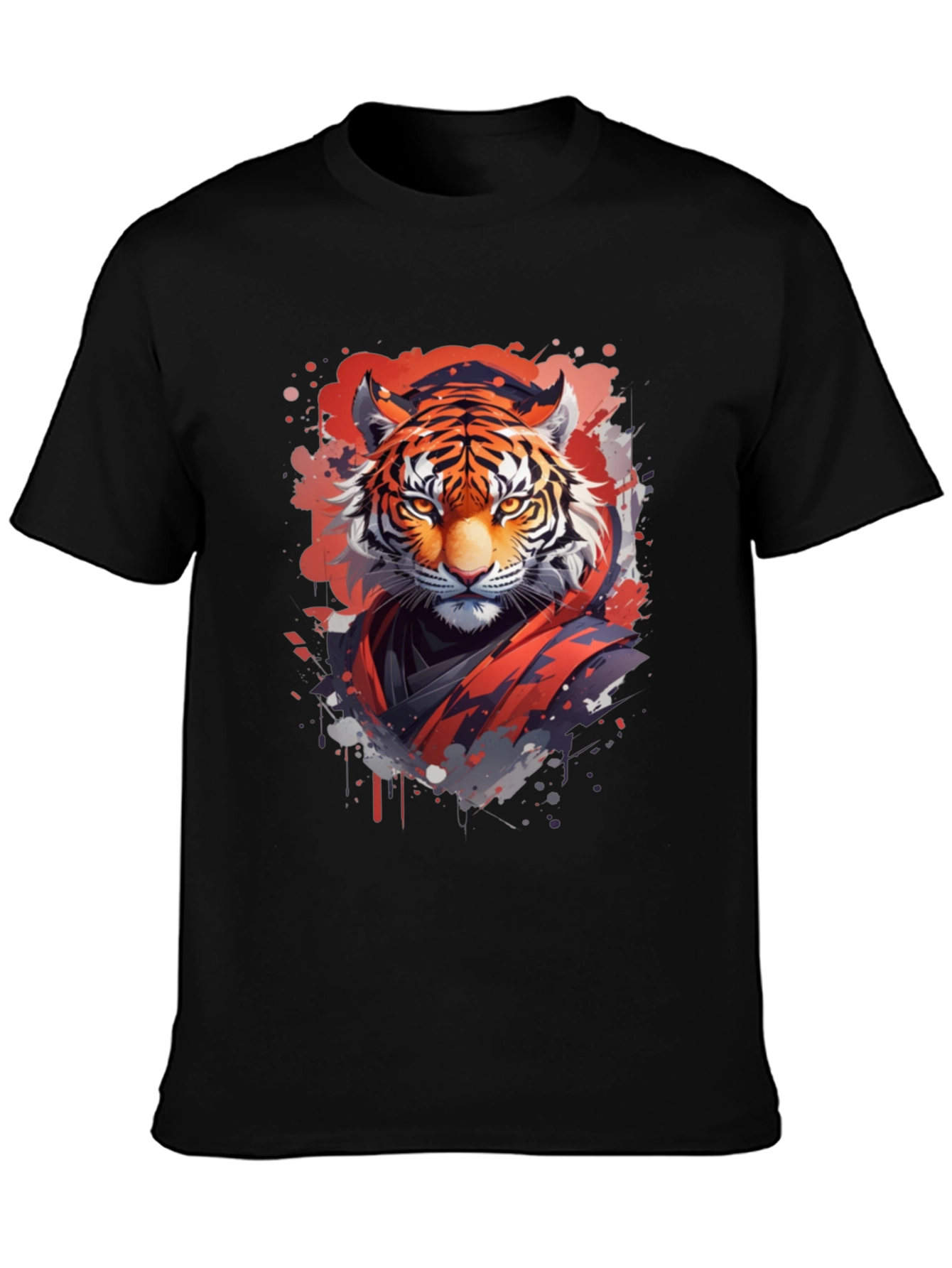 Black Tiger Graphic Print Black T-Shirt view 3