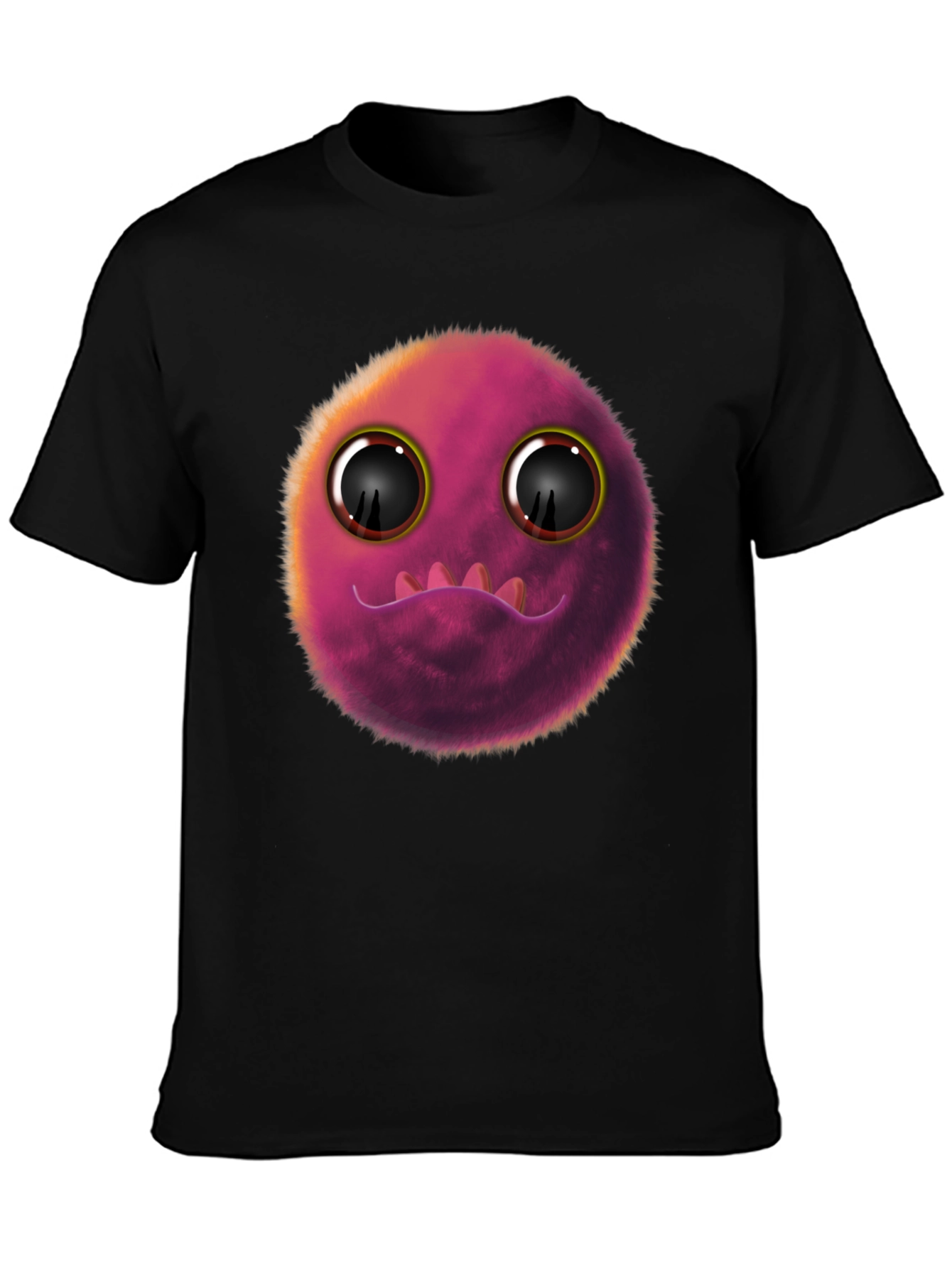 Black Fuzzy Monster Graphic Tee - Fun Novelty T-Shirt view 3