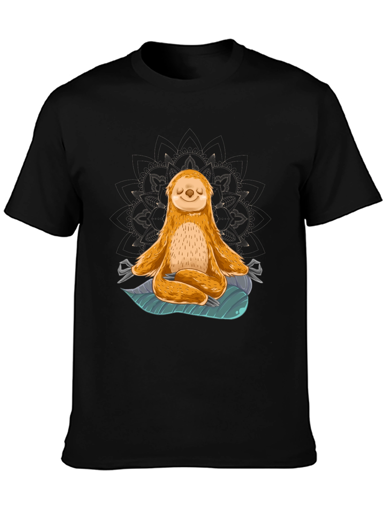 Black Meditating Sloth Graphic Tee view 3