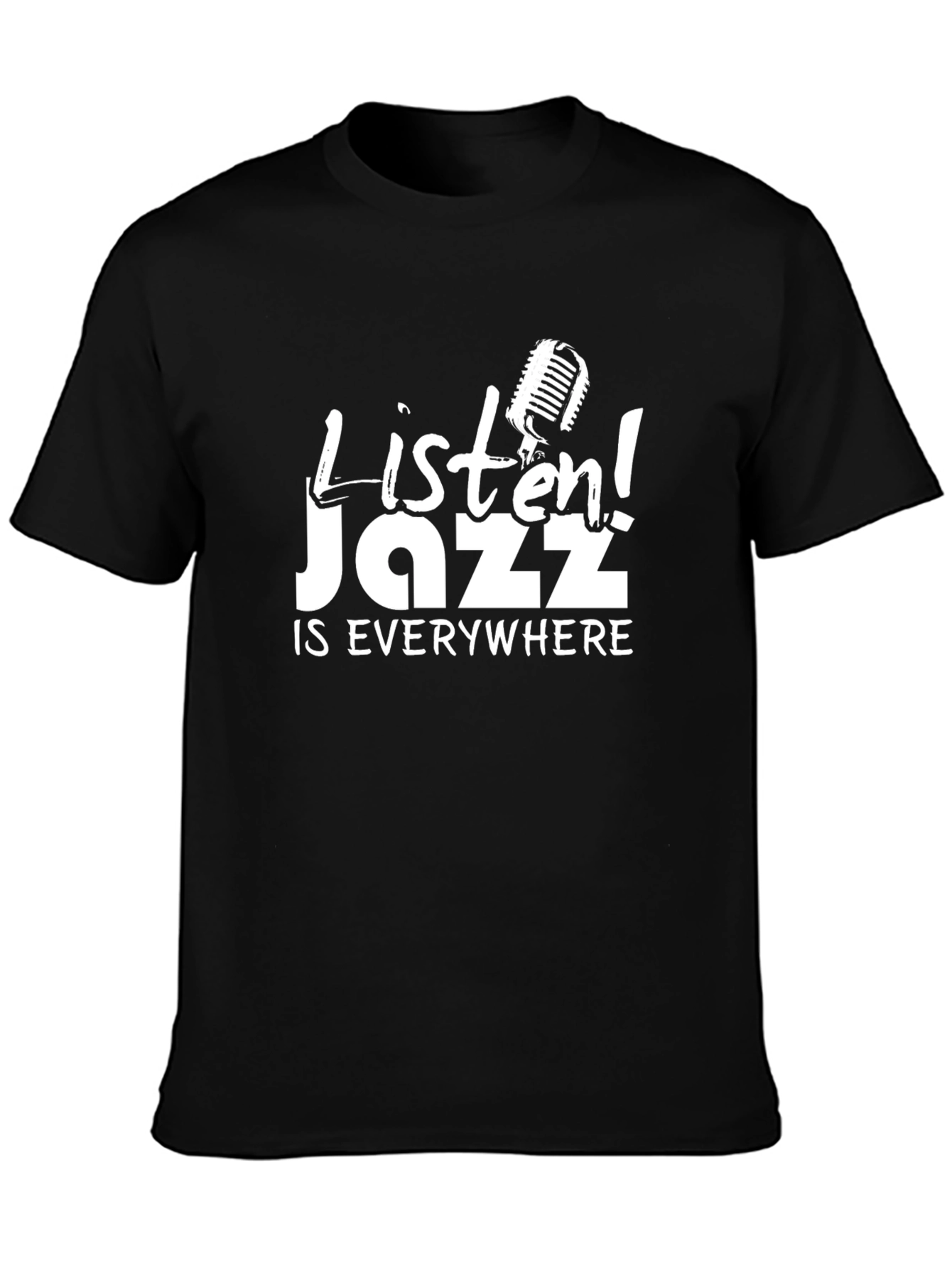 Black Listen! Jazz is Everywhere Graphic T-Shirt view 3