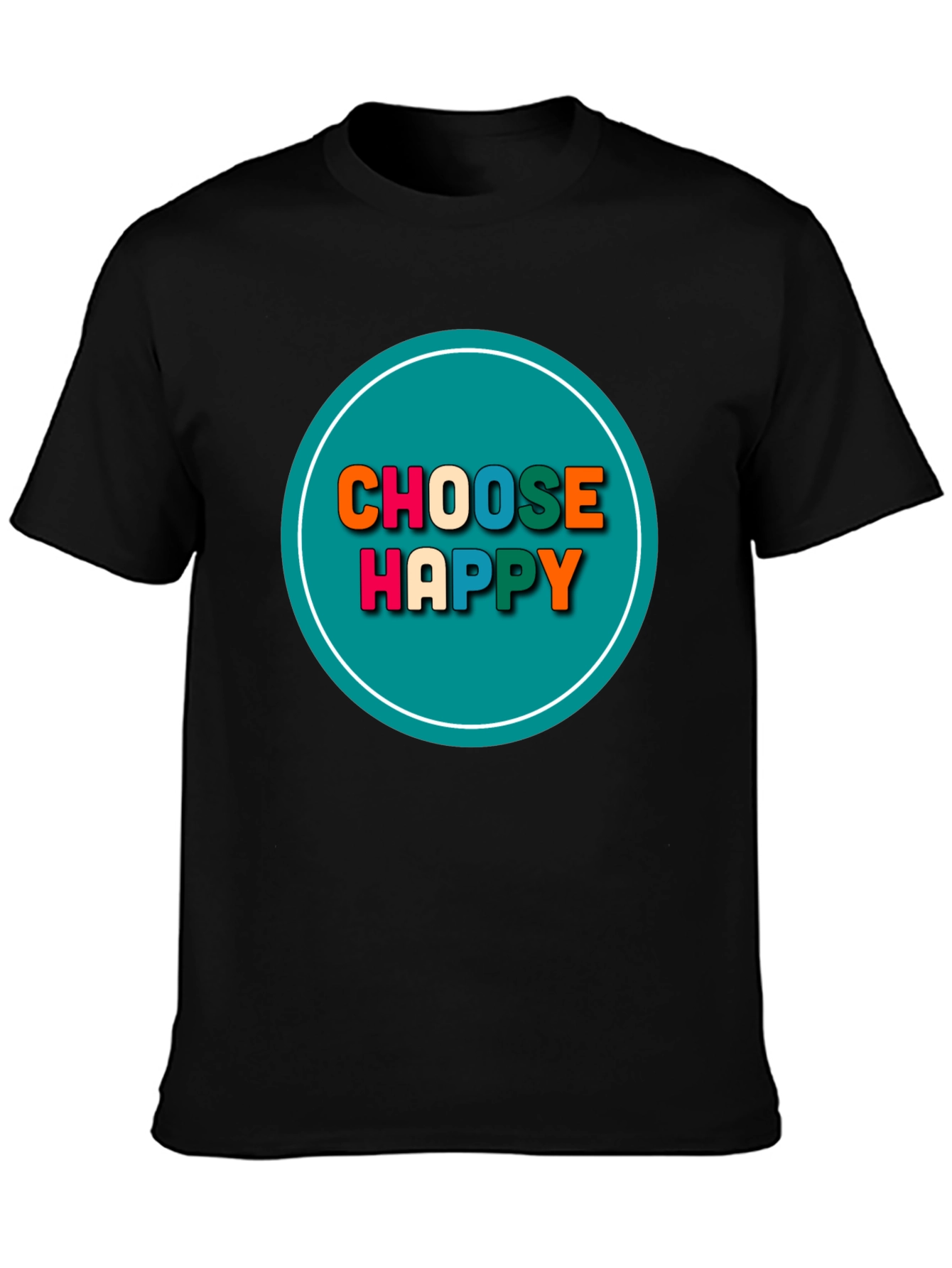 Black Choose Happy Graphic Tee - Positive Vibes T-Shirt view 3