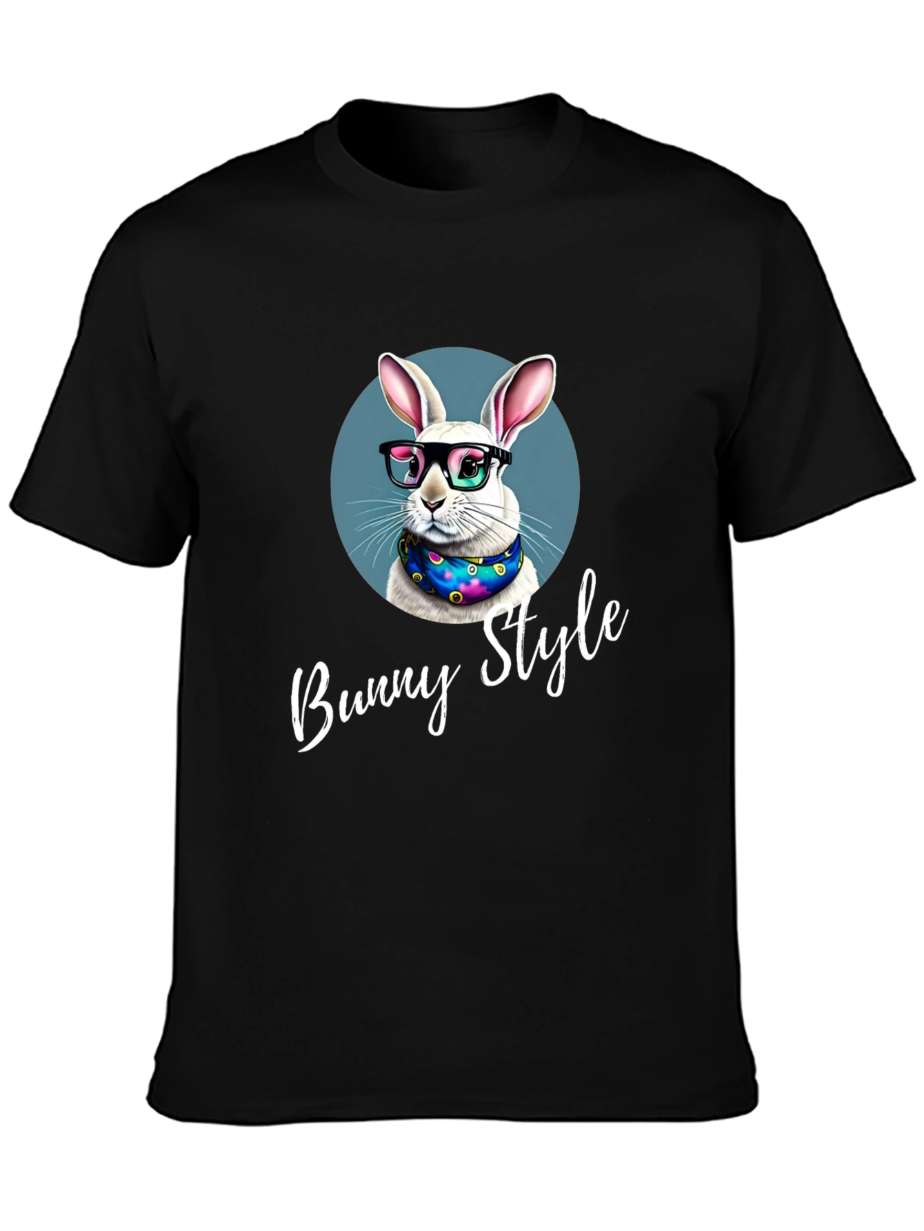 Black Bunny Style T-Shirt - Cool Rabbit Design view 3