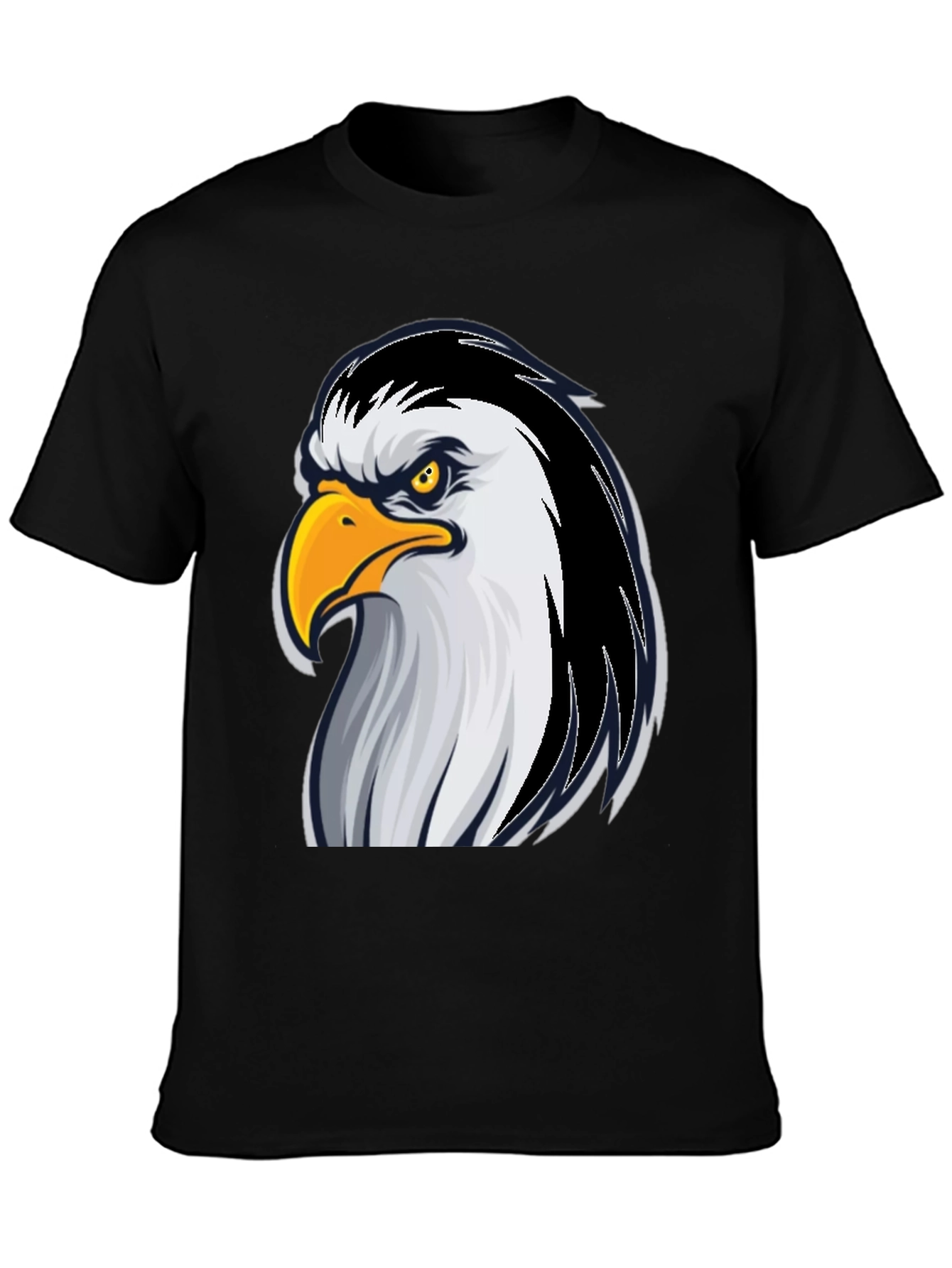 Black Eagle Graphic Tee - Bold Black Cotton T-Shirt view 3