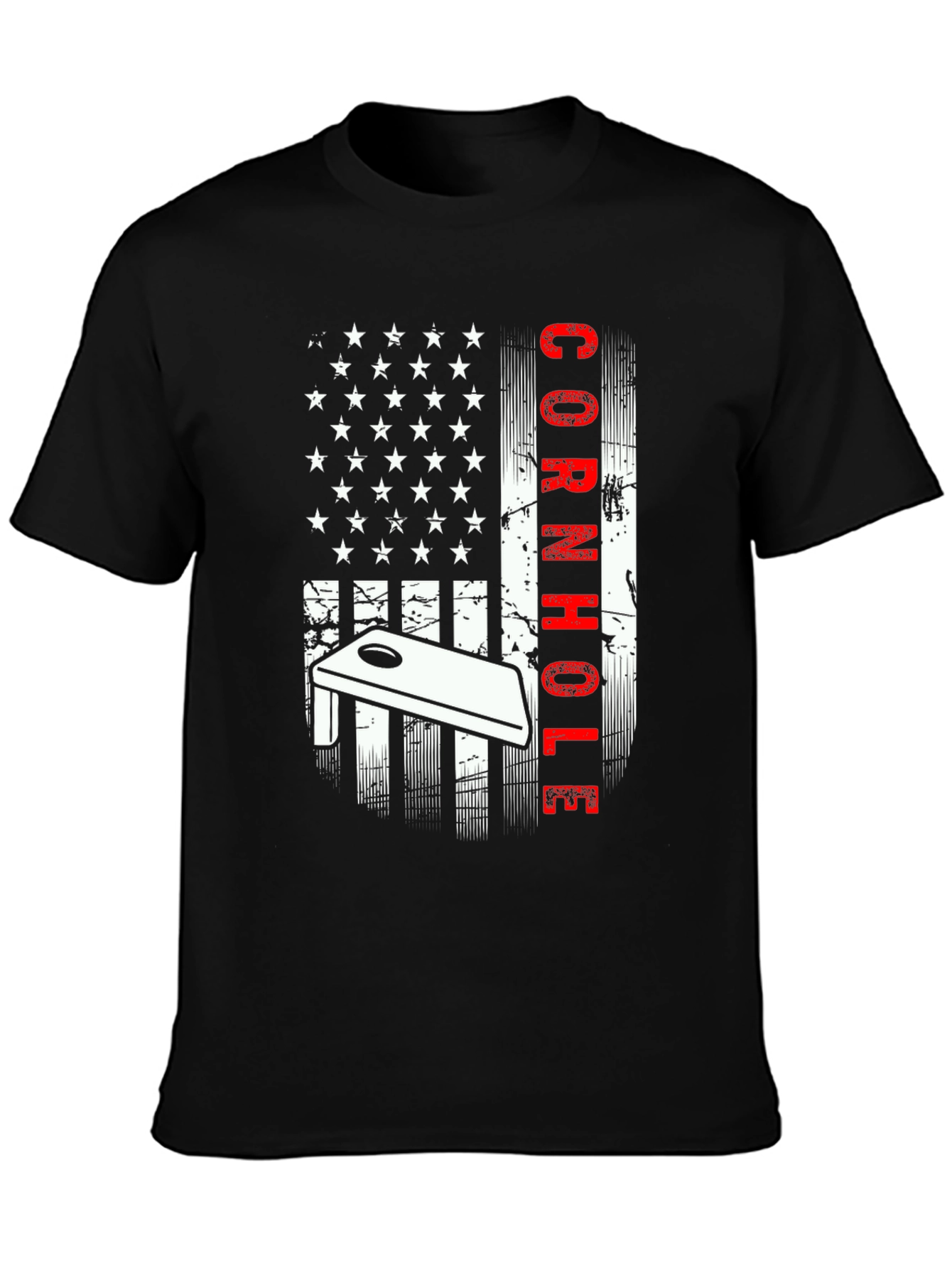 Black Cornhole American Flag Graphic Tee view 3