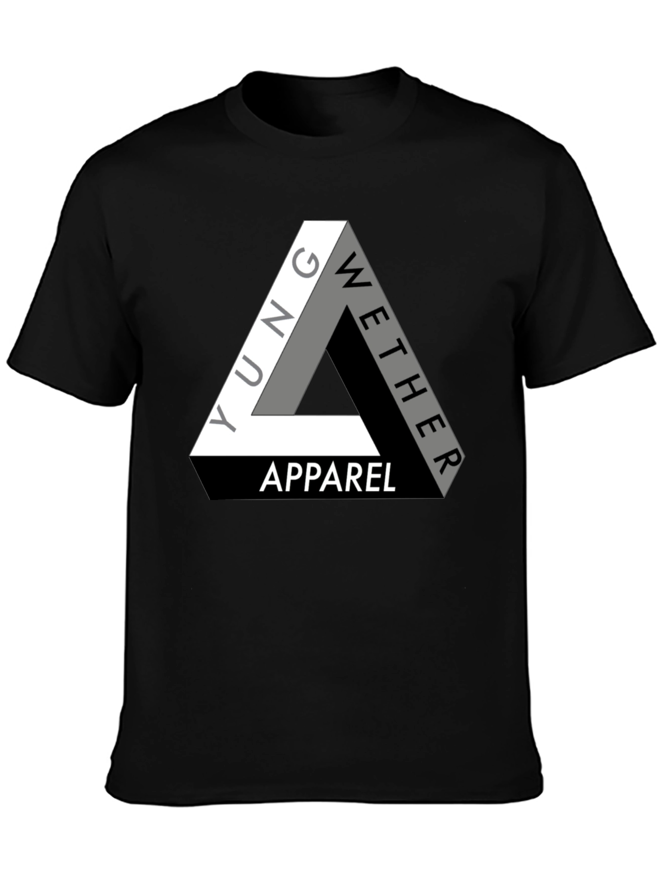 Black Yung Wether Apparel T-Shirt - Modern Triangle Logo Tee view 3