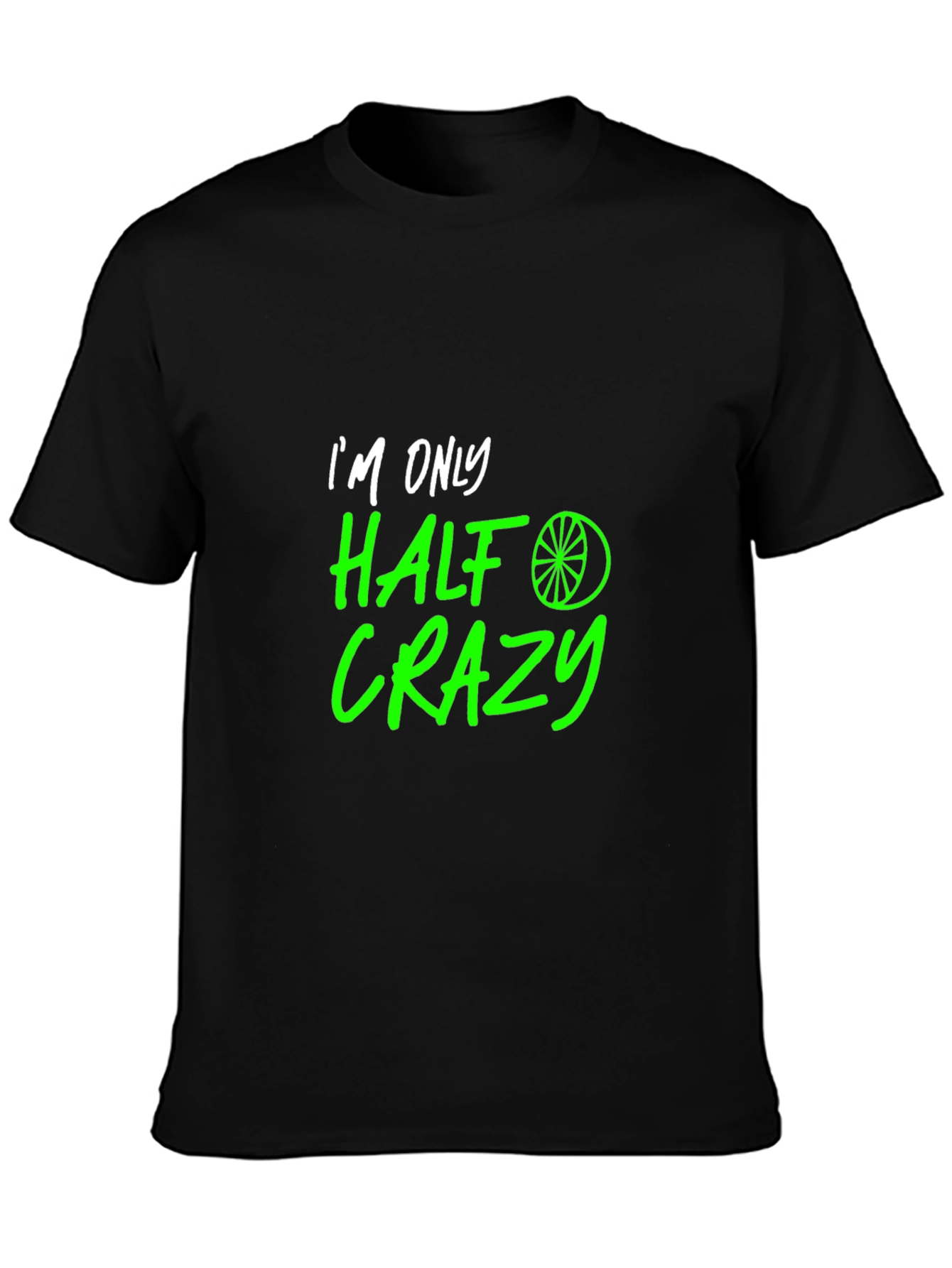 Black Half Crazy Graphic Tee - Funny Novelty T-Shirt view 3