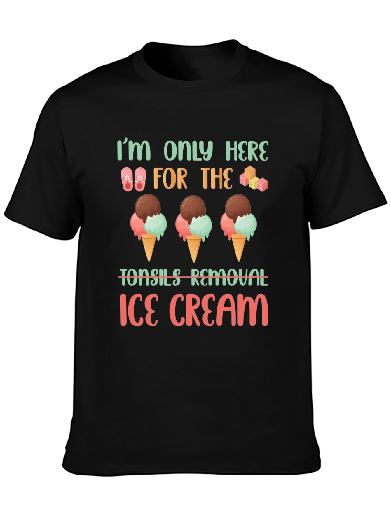 Black Tonsil Removal Ice Cream T-Shirt view 3