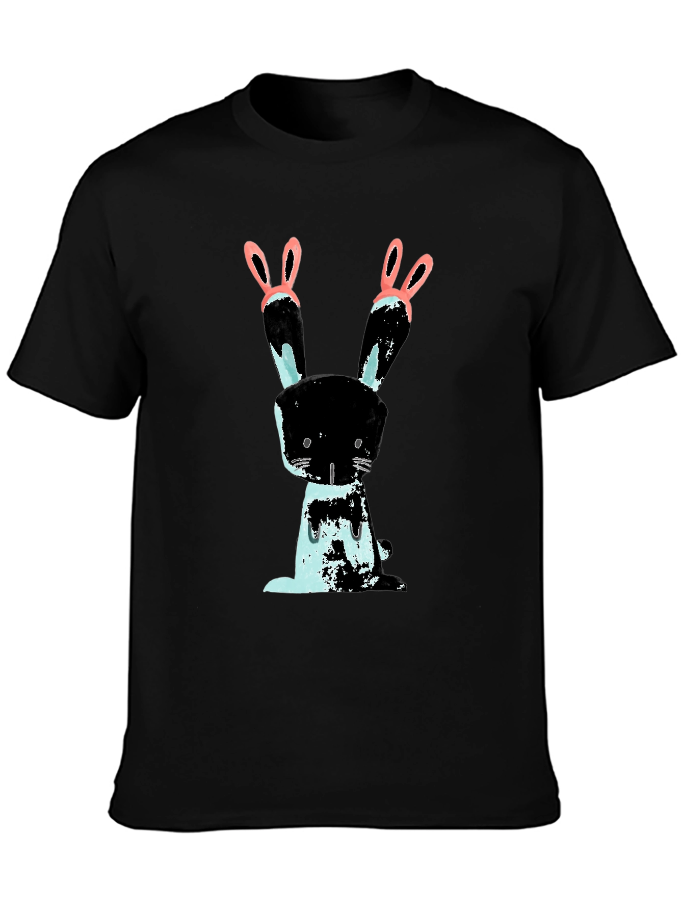Black Bunny Graphic Black T-Shirt view 3