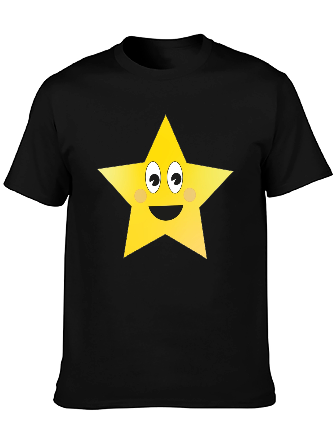 Black Funny Star Graphic Tee - Black Cotton T-Shirt view 3