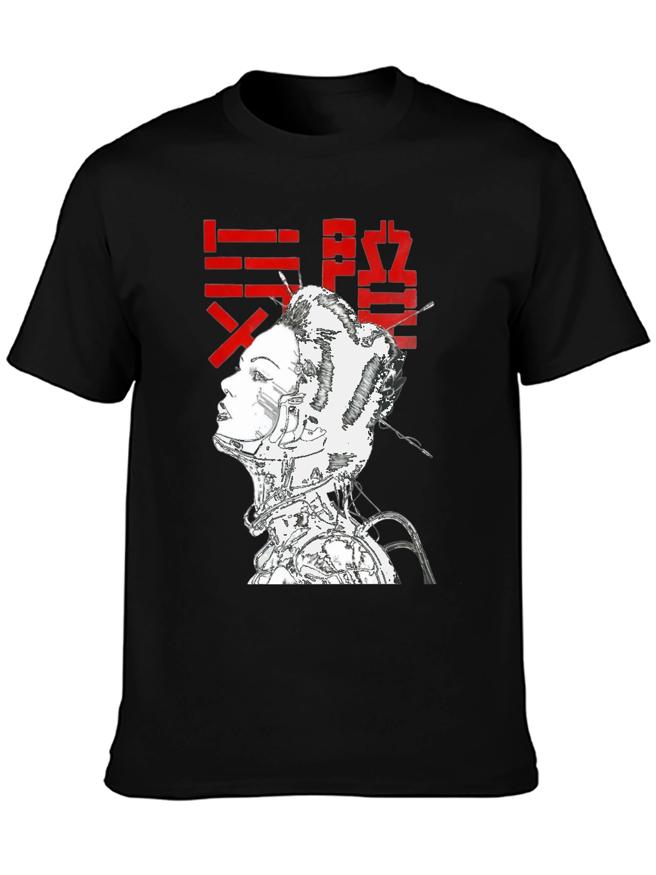 Black Cyberpunk Geisha Graphic T-Shirt - Black view 3