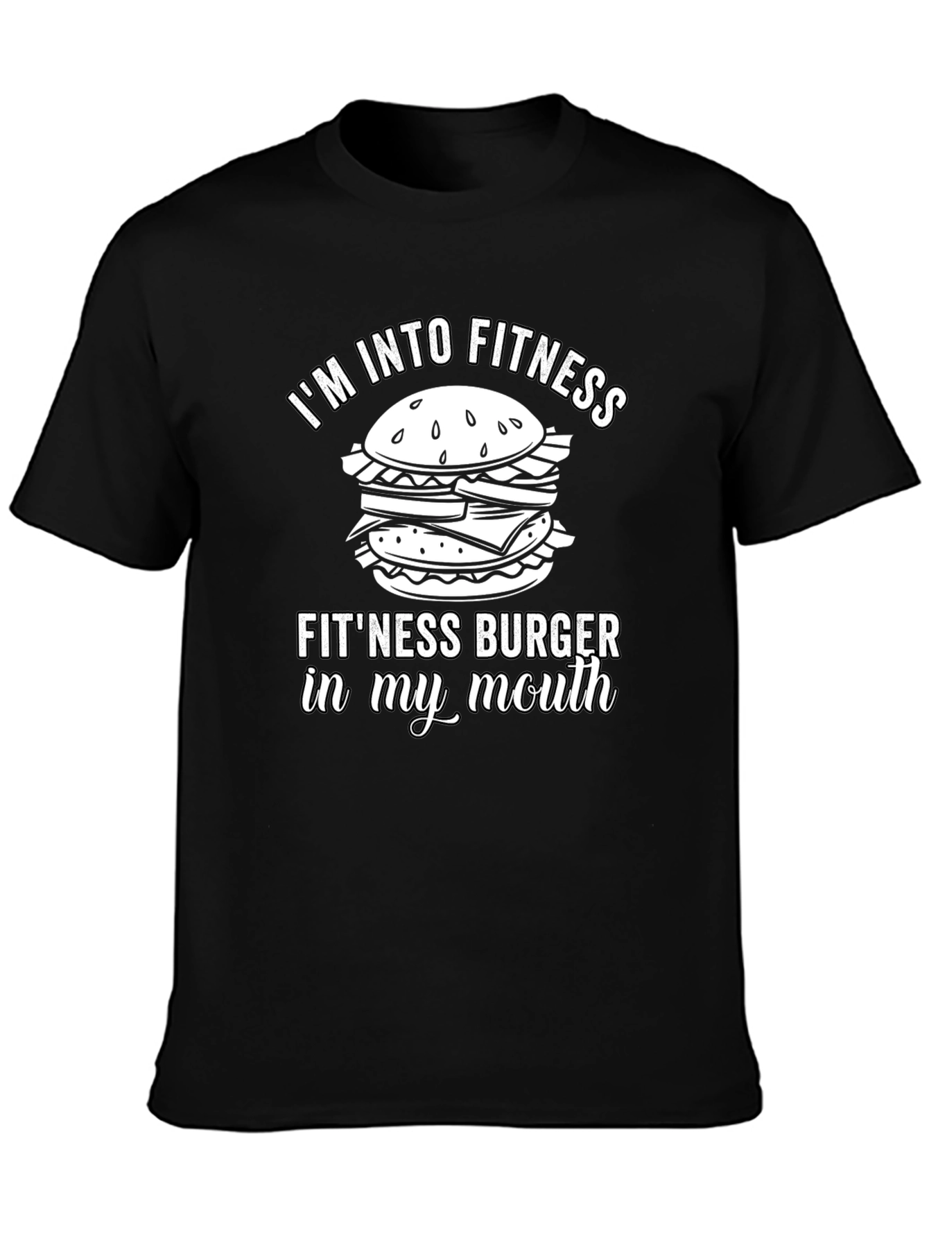 Black Fitness Burger T-Shirt - Funny Gym Workout Tee view 3