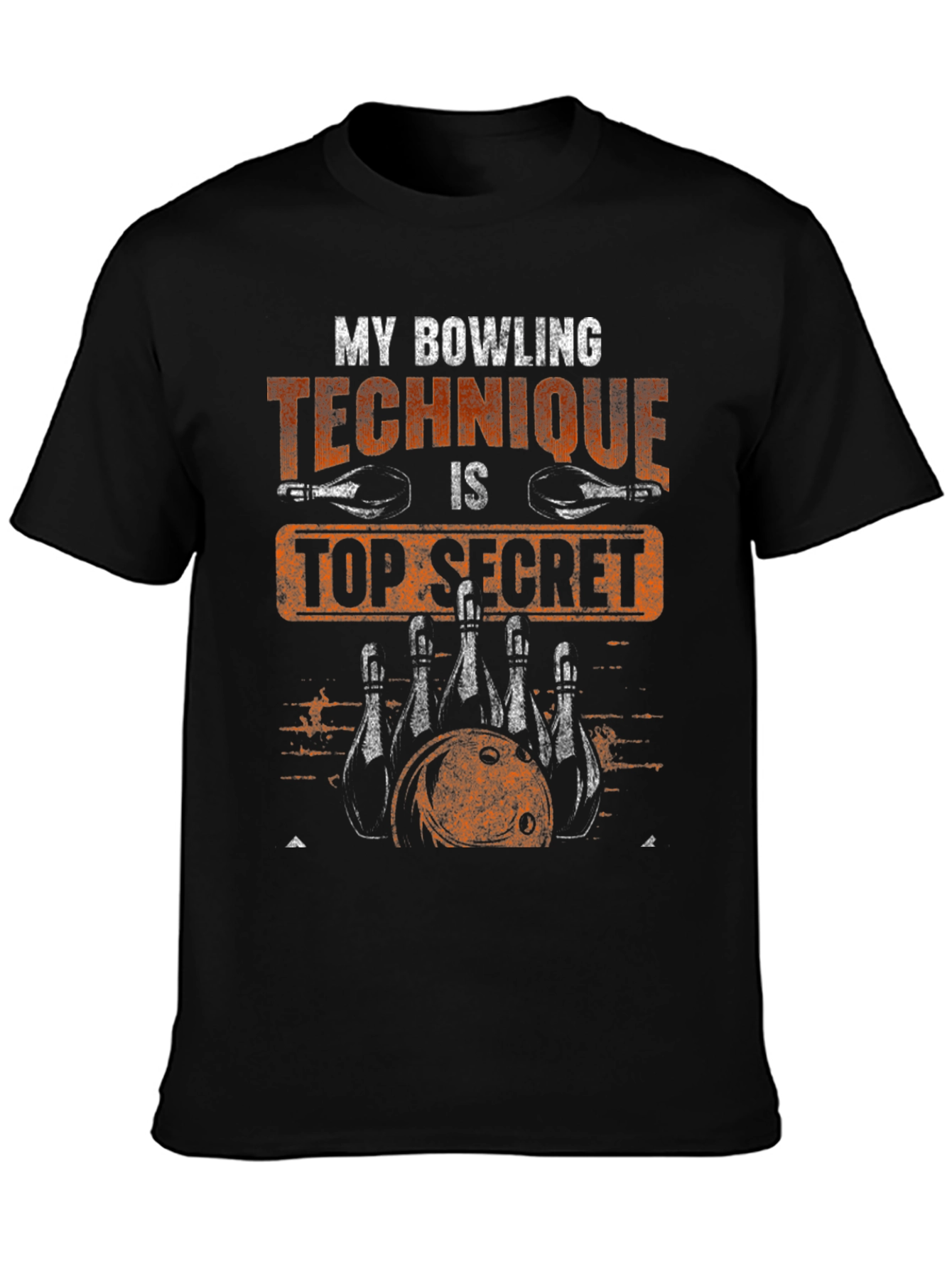 Black Bowling Technique Top Secret Graphic T-Shirt view 3