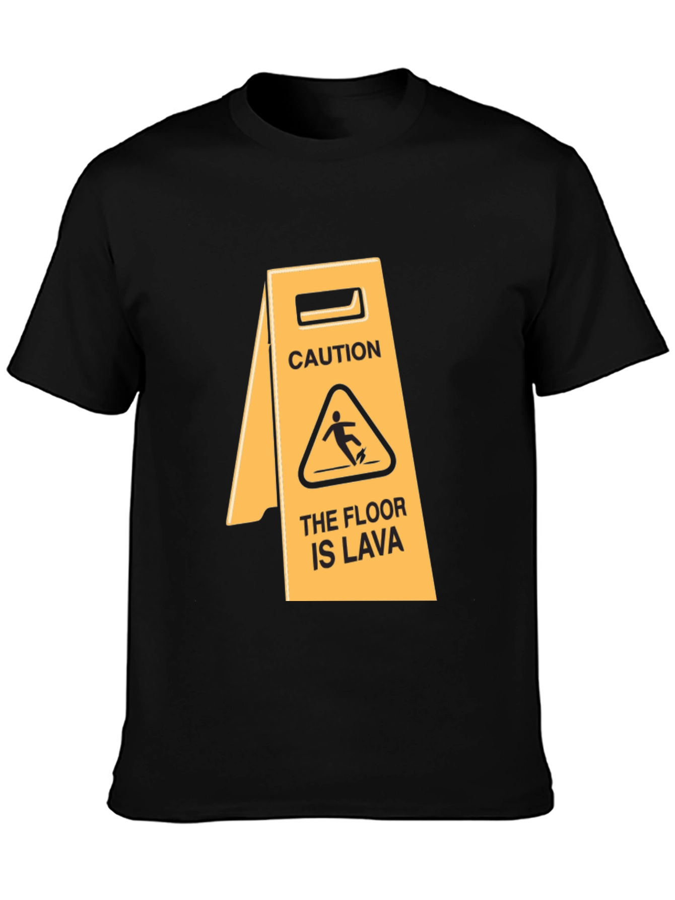 Black Caution: The Floor is Lava T-Shirt view 3