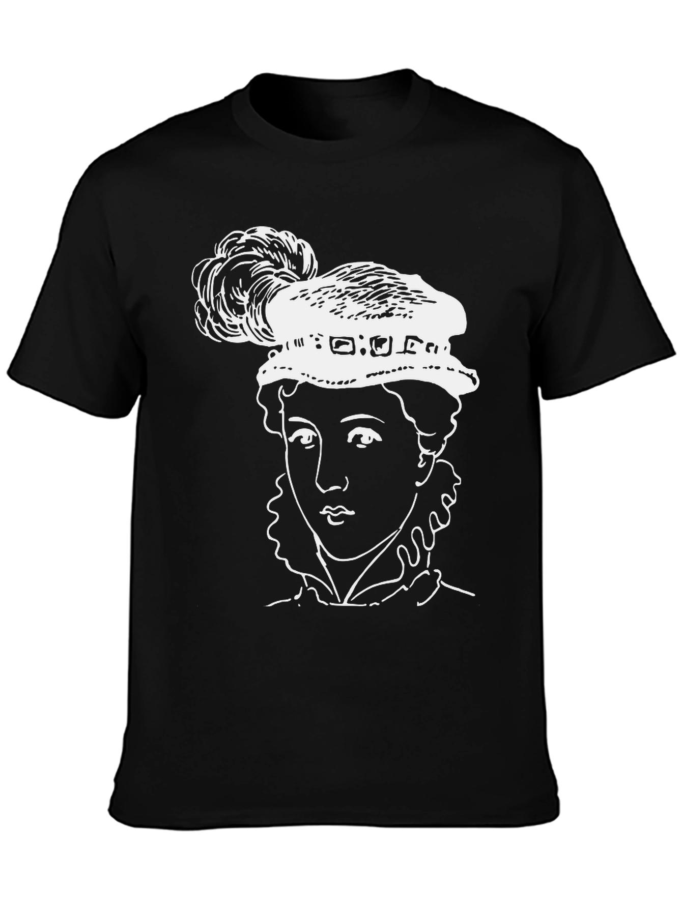 Black Black T-Shirt with Elizabethan Woman Graphic view 3