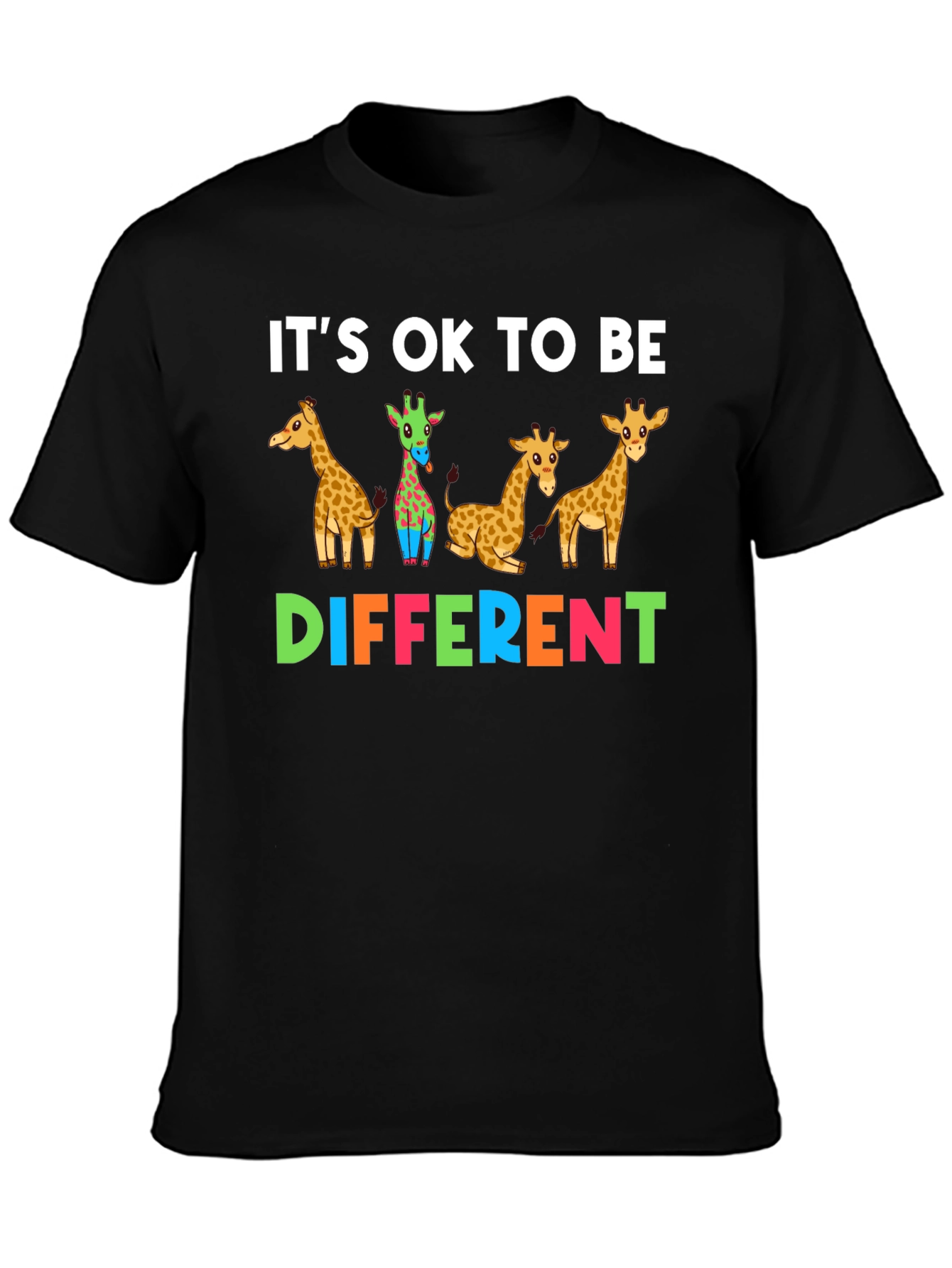Black It's OK To Be Different Giraffe T-Shirt view 3