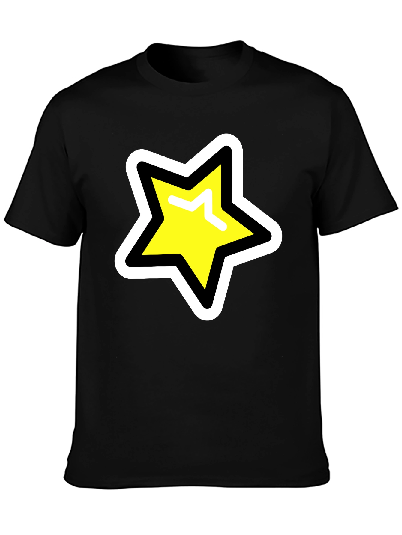 Black Star Graphic T-Shirt - Black Cotton Blend Casual Tee view 3
